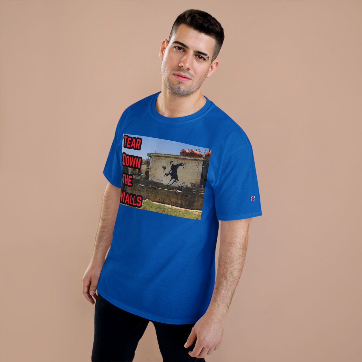 Champion T-Shirt - Tear Down the Walls Graphic Tee, Casual Wear, Street Style, Gift for Activists, Summer Fashion