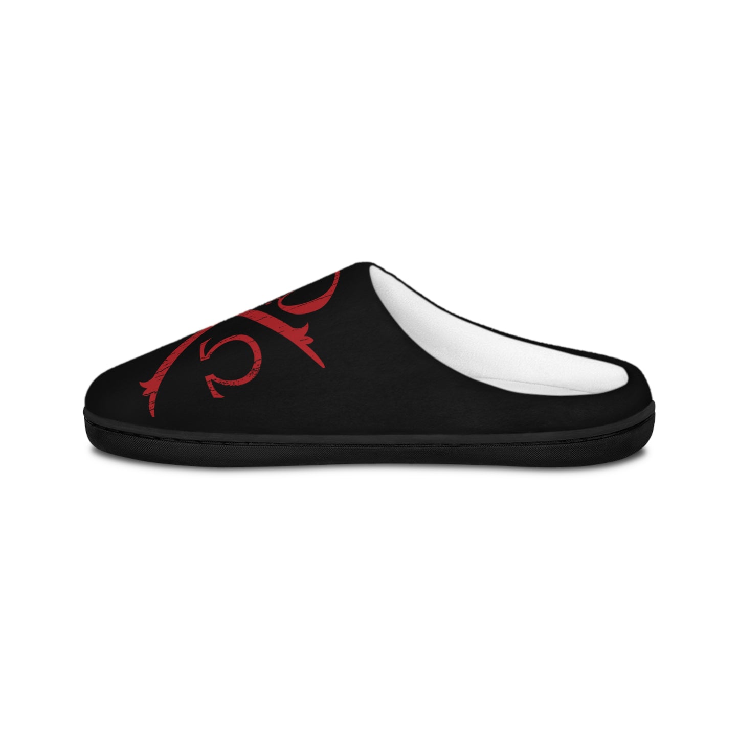 Men's Cozy Indoor Slippers - Stylish Black Slippers with Red Design, House Shoes, Gift for Him, Relaxation Footwear, Home Comfort