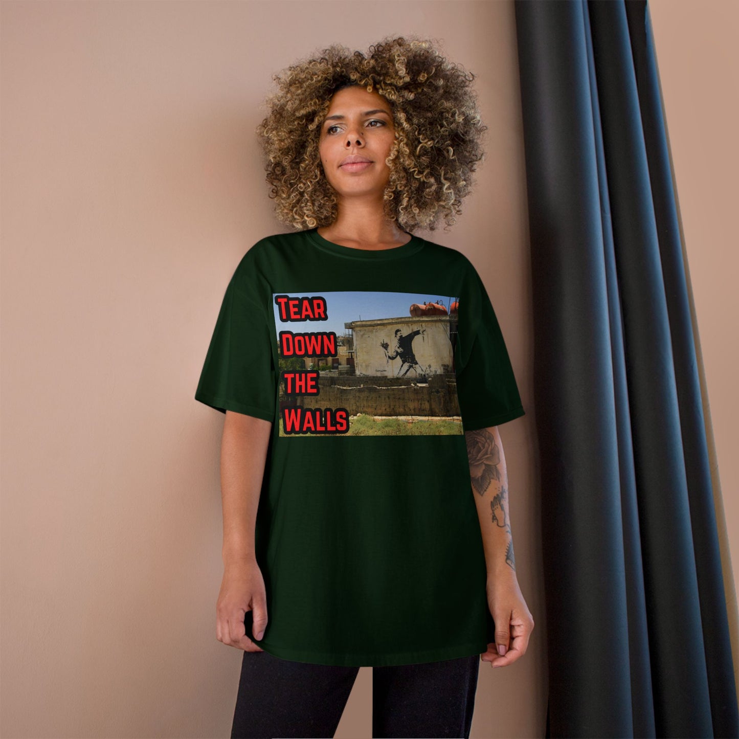 Champion T-Shirt - Tear Down the Walls Graphic Tee, Casual Wear, Street Style, Gift for Activists, Summer Fashion