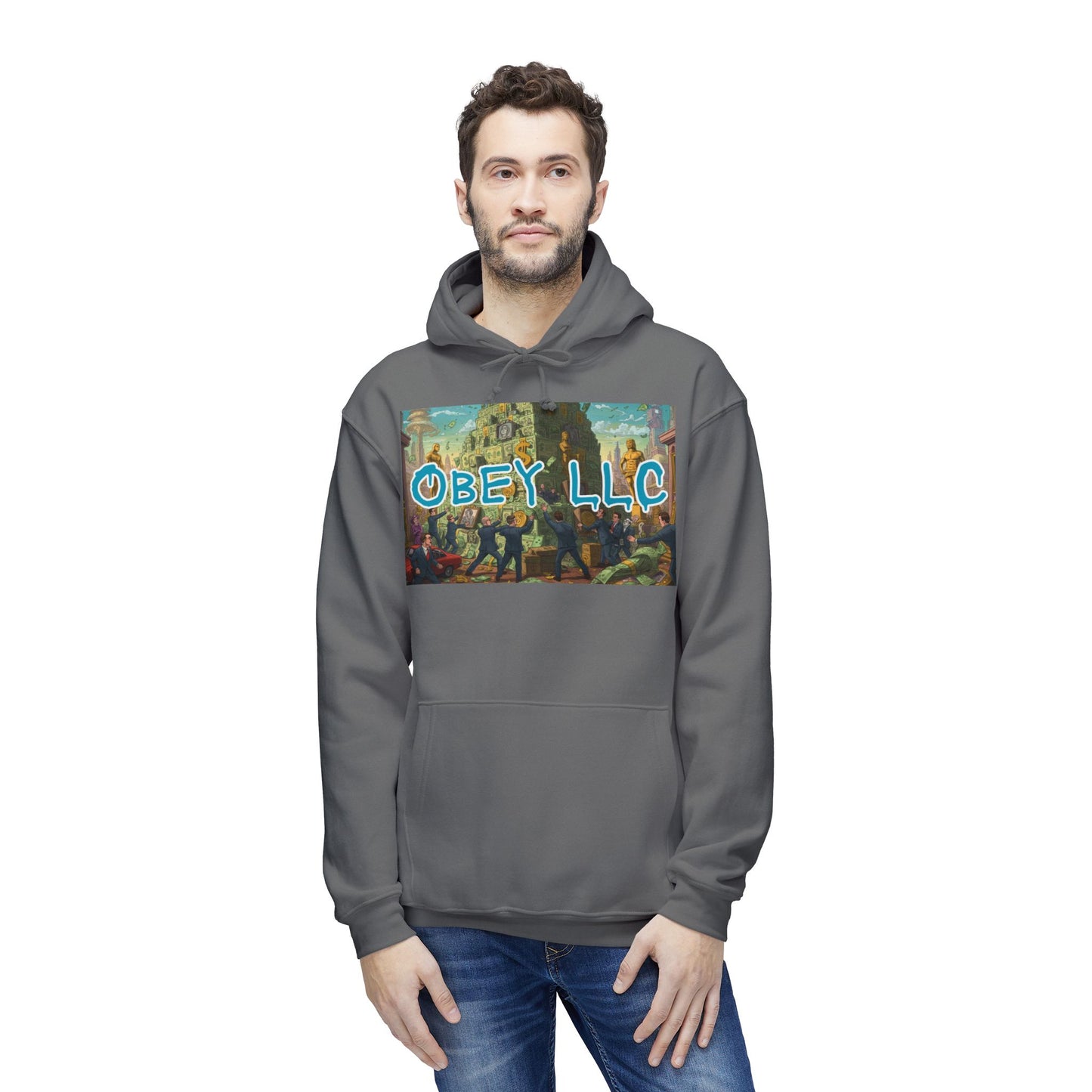 Obey LLC Money Tower Unisex Hooded Sweatshirt, Made in US
