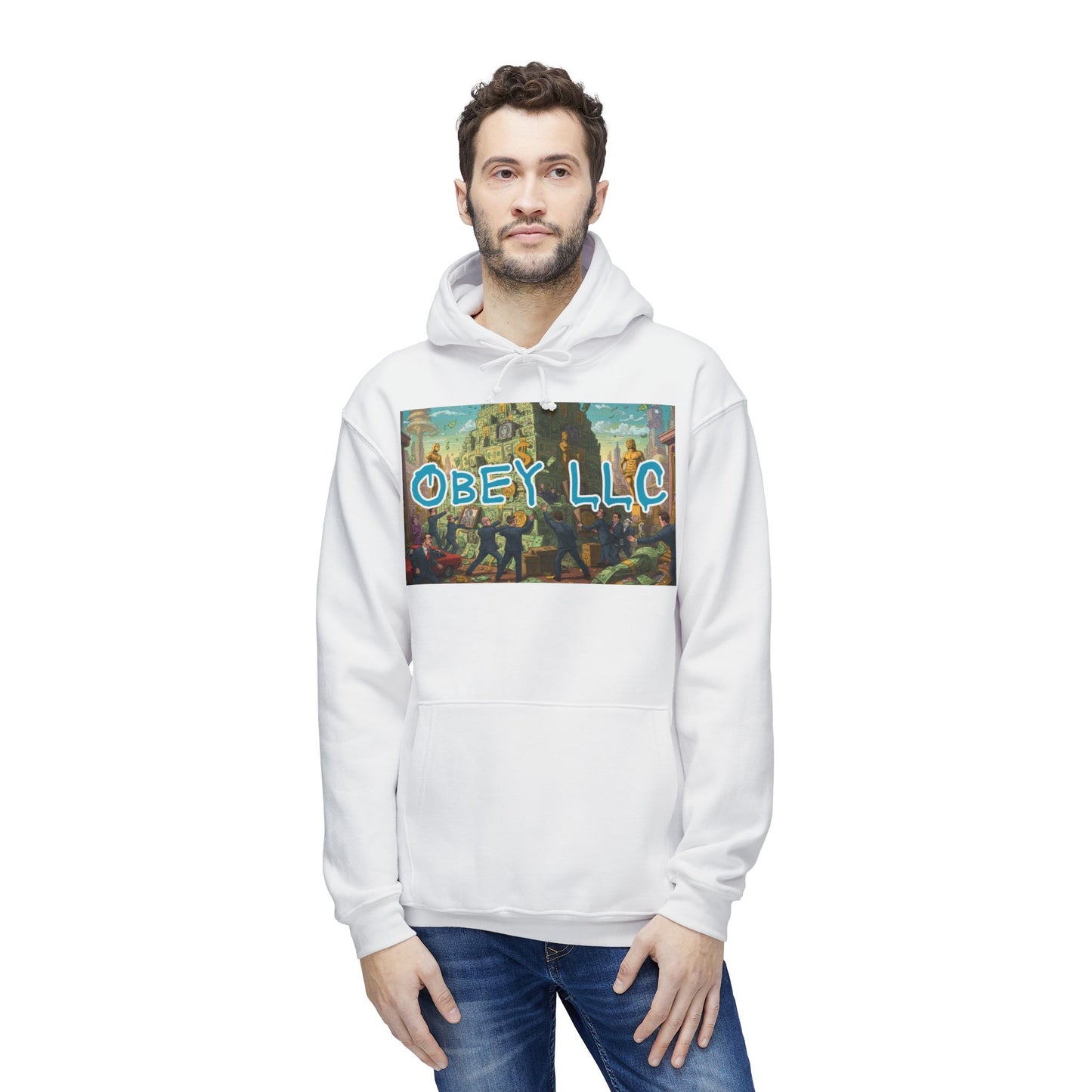 Obey LLC Money Tower Unisex Hooded Sweatshirt, Made in US