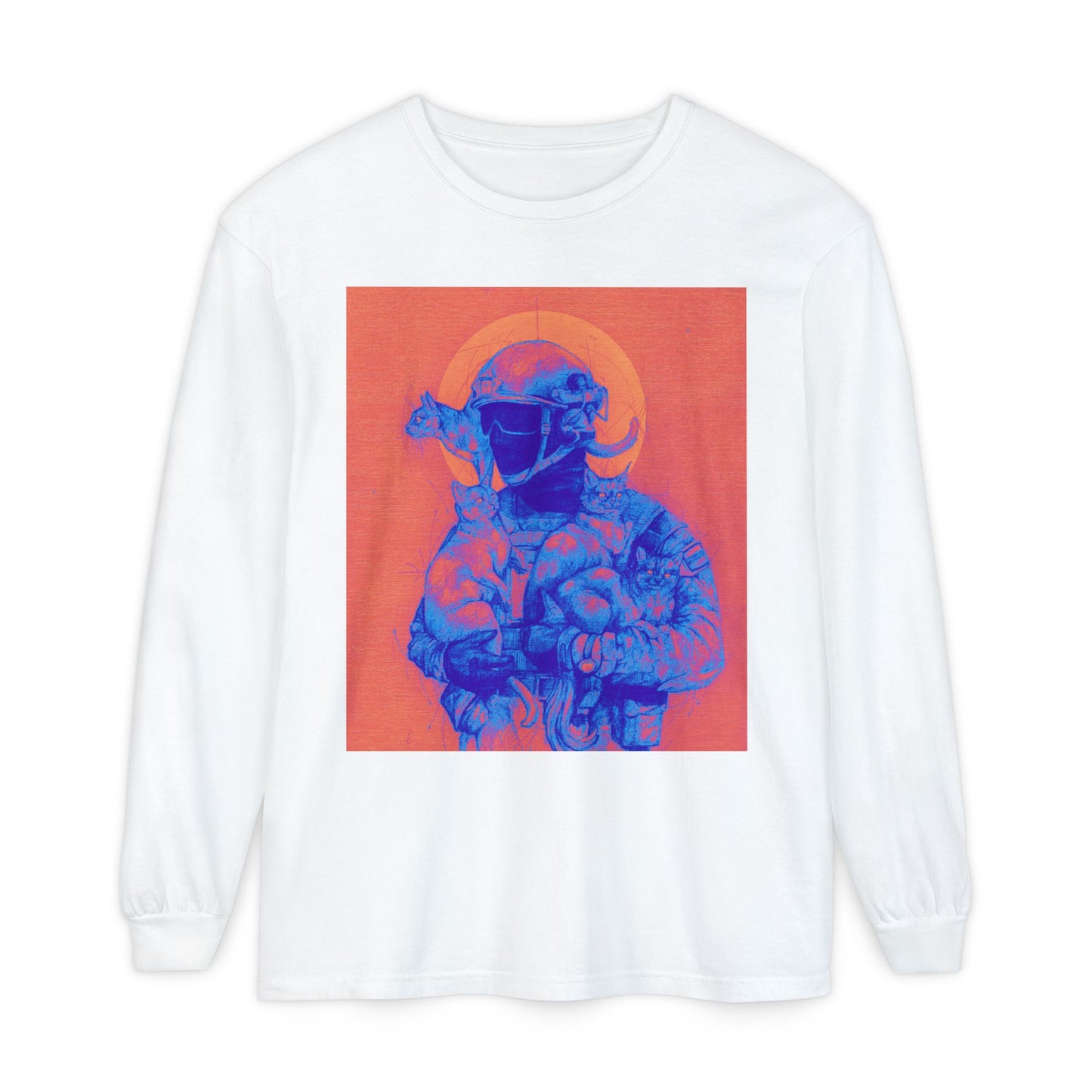 Neon Cats Unisex Garment-dyed Long Sleeve T-Shirt