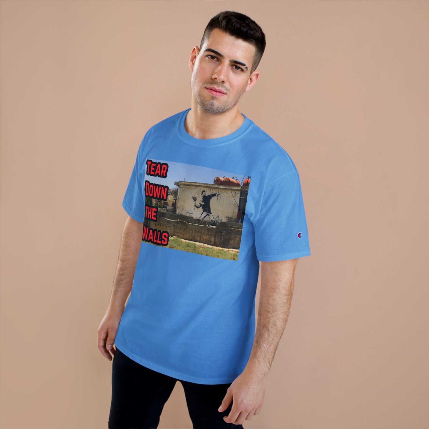 Champion T-Shirt - Tear Down the Walls Graphic Tee, Casual Wear, Street Style, Gift for Activists, Summer Fashion