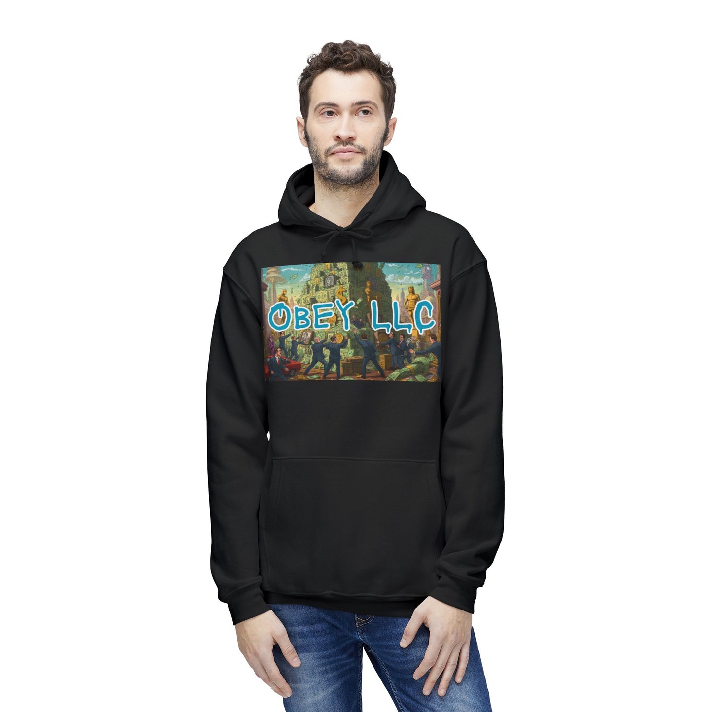 Obey LLC Money Tower Unisex Hooded Sweatshirt, Made in US