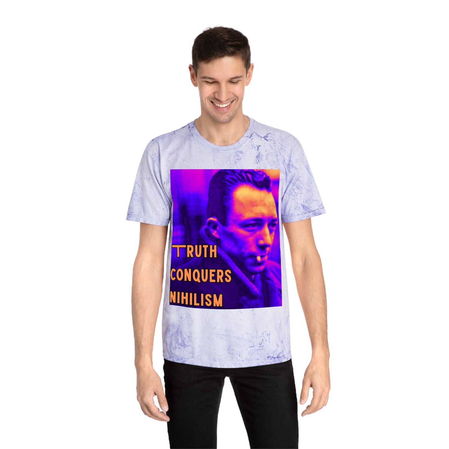 Unisex Color Blast T-Shirt - 'Truth Conquers Nihilism', Vintage Graphic Tee, Statement T-Shirt, Unique Gift, Artistic Wear