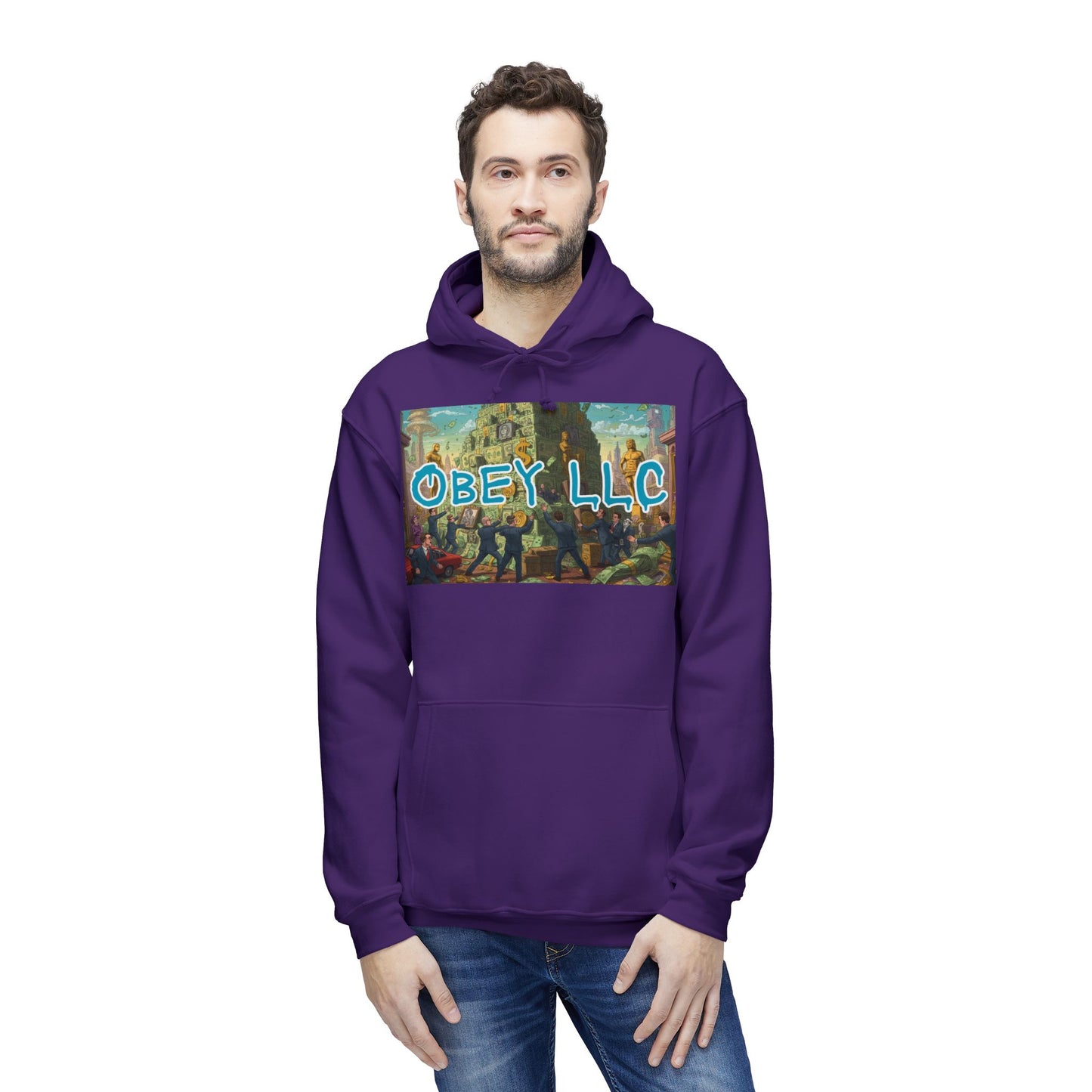Obey LLC Money Tower Unisex Hooded Sweatshirt, Made in US