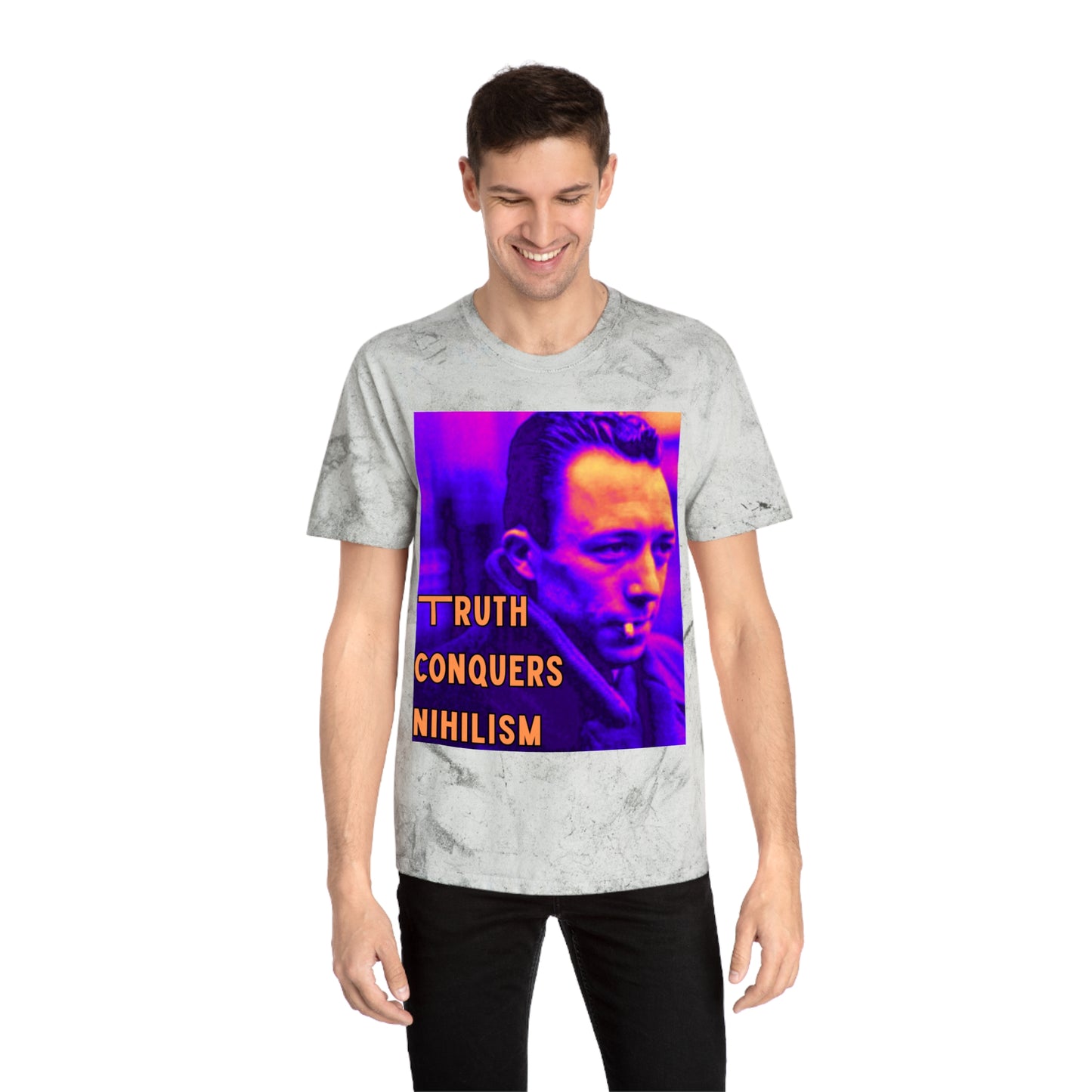 Unisex Color Blast T-Shirt - 'Truth Conquers Nihilism', Vintage Graphic Tee, Statement T-Shirt, Unique Gift, Artistic Wear
