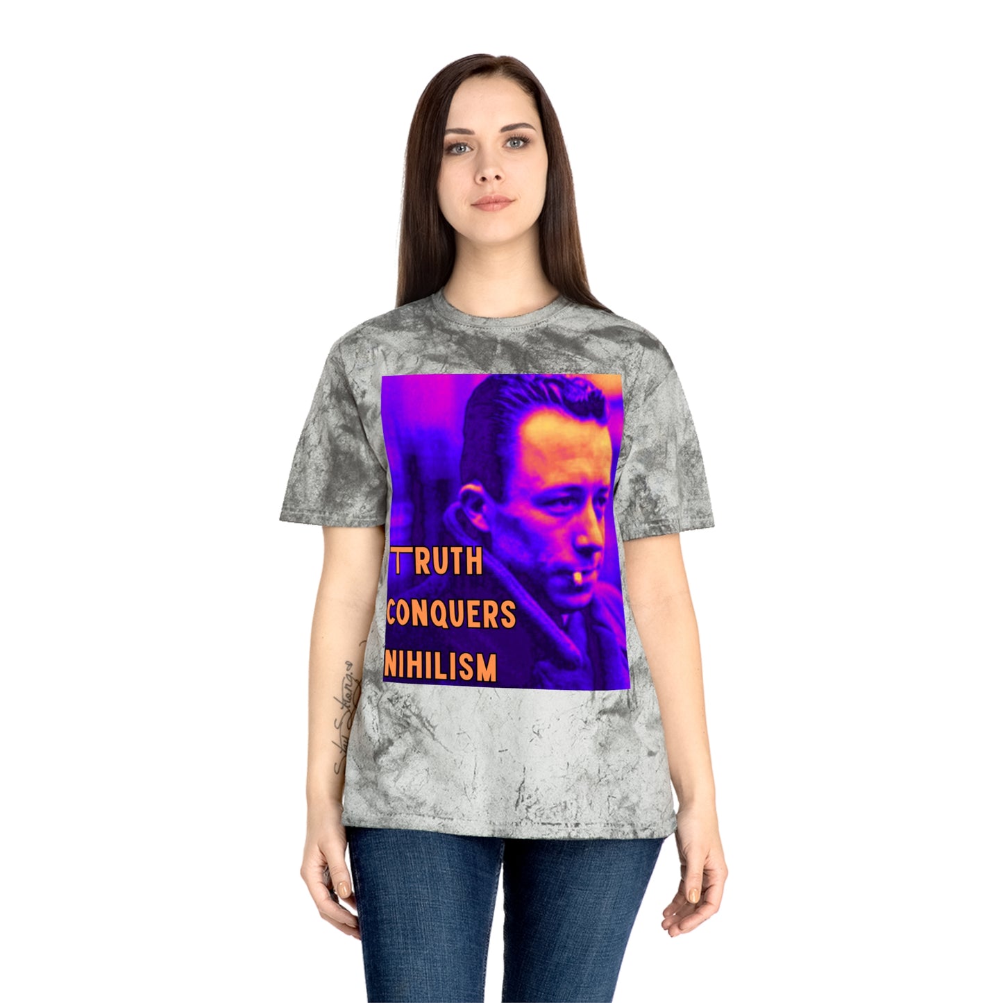 Unisex Color Blast T-Shirt - 'Truth Conquers Nihilism', Vintage Graphic Tee, Statement T-Shirt, Unique Gift, Artistic Wear