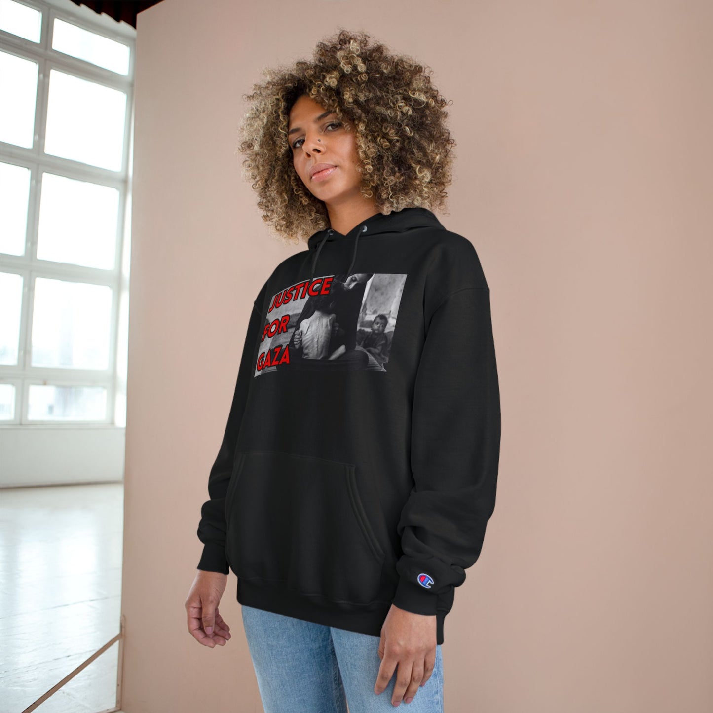 Justice for Gaza Champion Hoodie | Activist Apparel, Social Justice Fashion, Statement Clothing, Thoughtful Gifts, Comfortable Wear