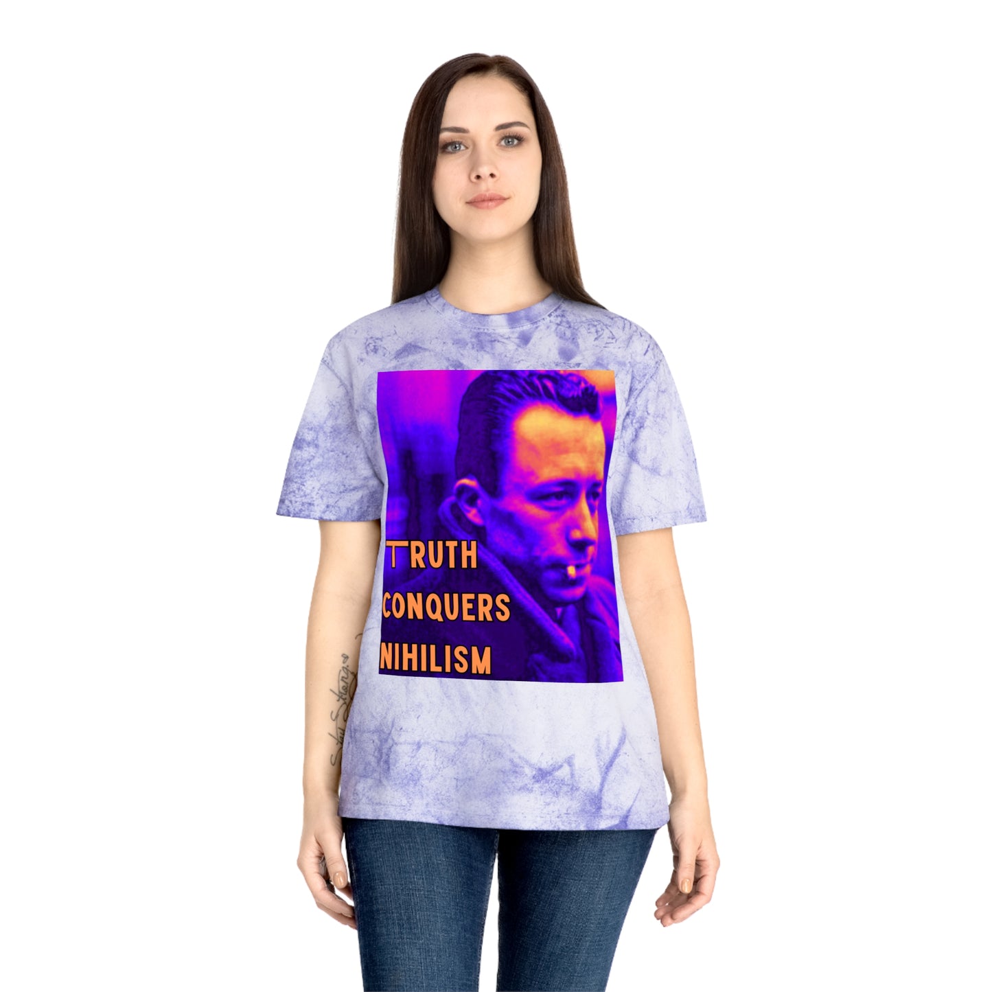 Unisex Color Blast T-Shirt - 'Truth Conquers Nihilism', Vintage Graphic Tee, Statement T-Shirt, Unique Gift, Artistic Wear