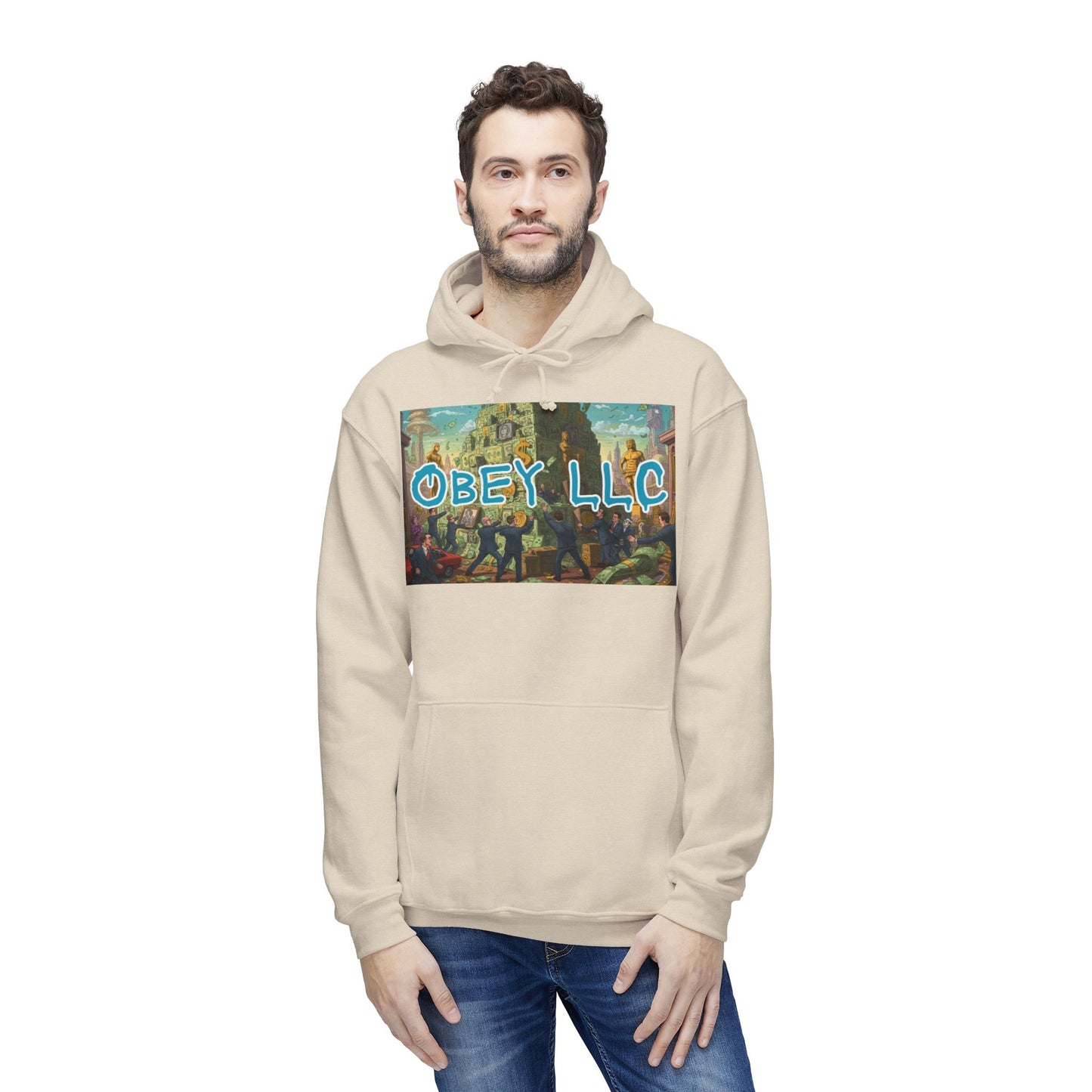 Obey LLC Money Tower Unisex Hooded Sweatshirt, Made in US