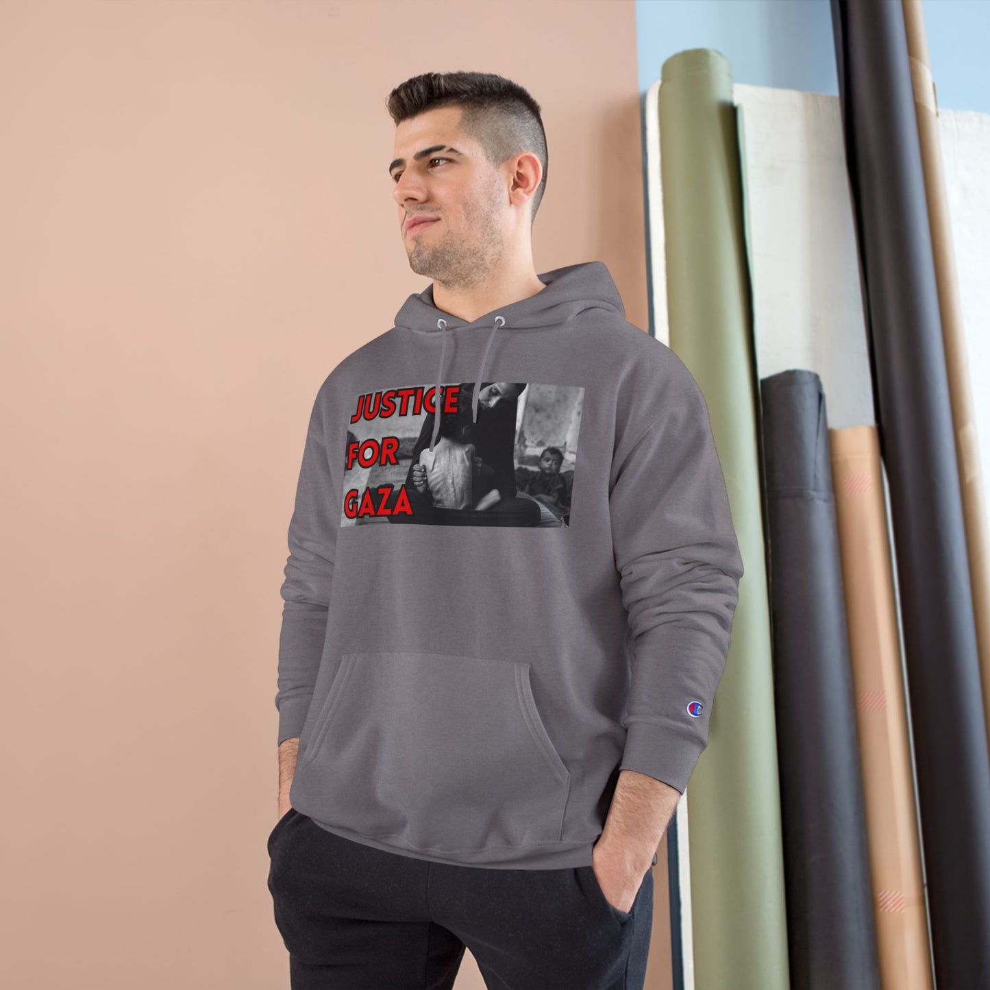 Justice for Gaza Champion Hoodie | Activist Apparel, Social Justice Fashion, Statement Clothing, Thoughtful Gifts, Comfortable Wear