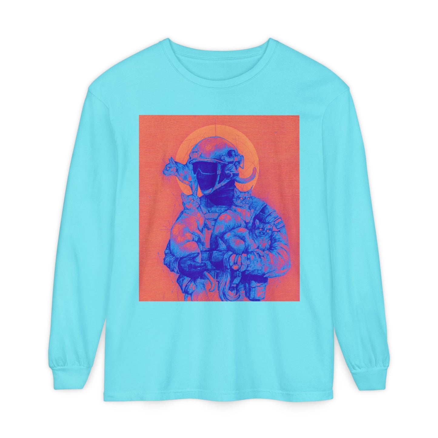 Neon Cats Unisex Garment-dyed Long Sleeve T-Shirt