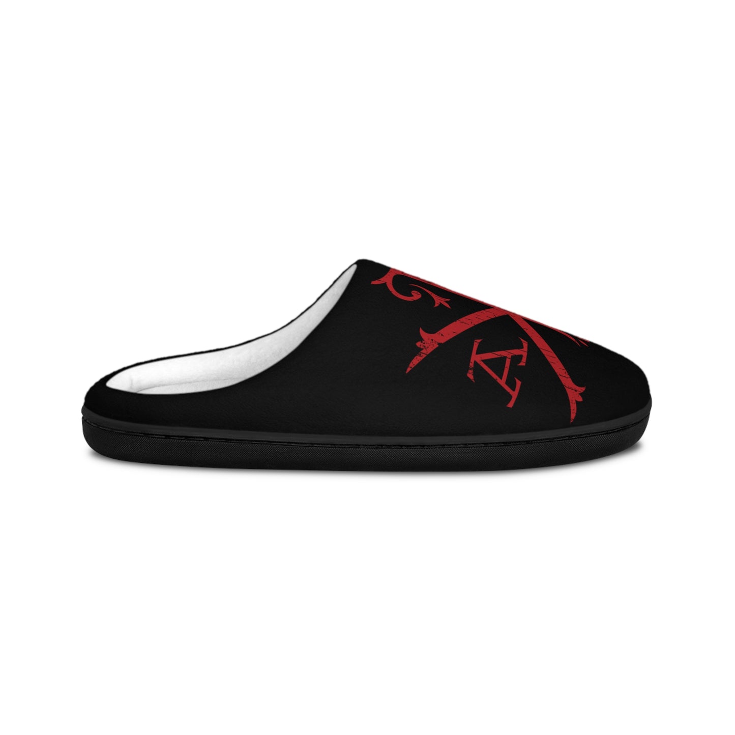 Men's Cozy Indoor Slippers - Stylish Black Slippers with Red Design, House Shoes, Gift for Him, Relaxation Footwear, Home Comfort