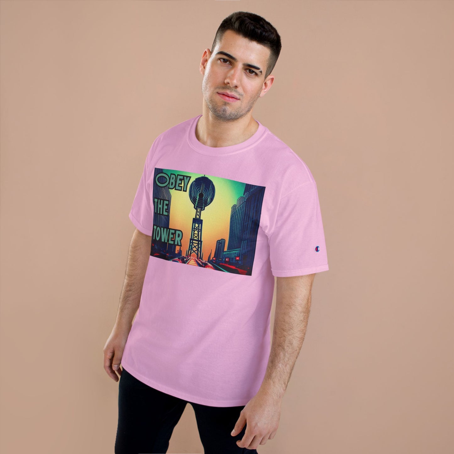 Obey the Tower Champion T-Shirt | Urban Streetwear, Graphic Tee, Gift for City Lovers, Casual Wear, Trendy Fashion