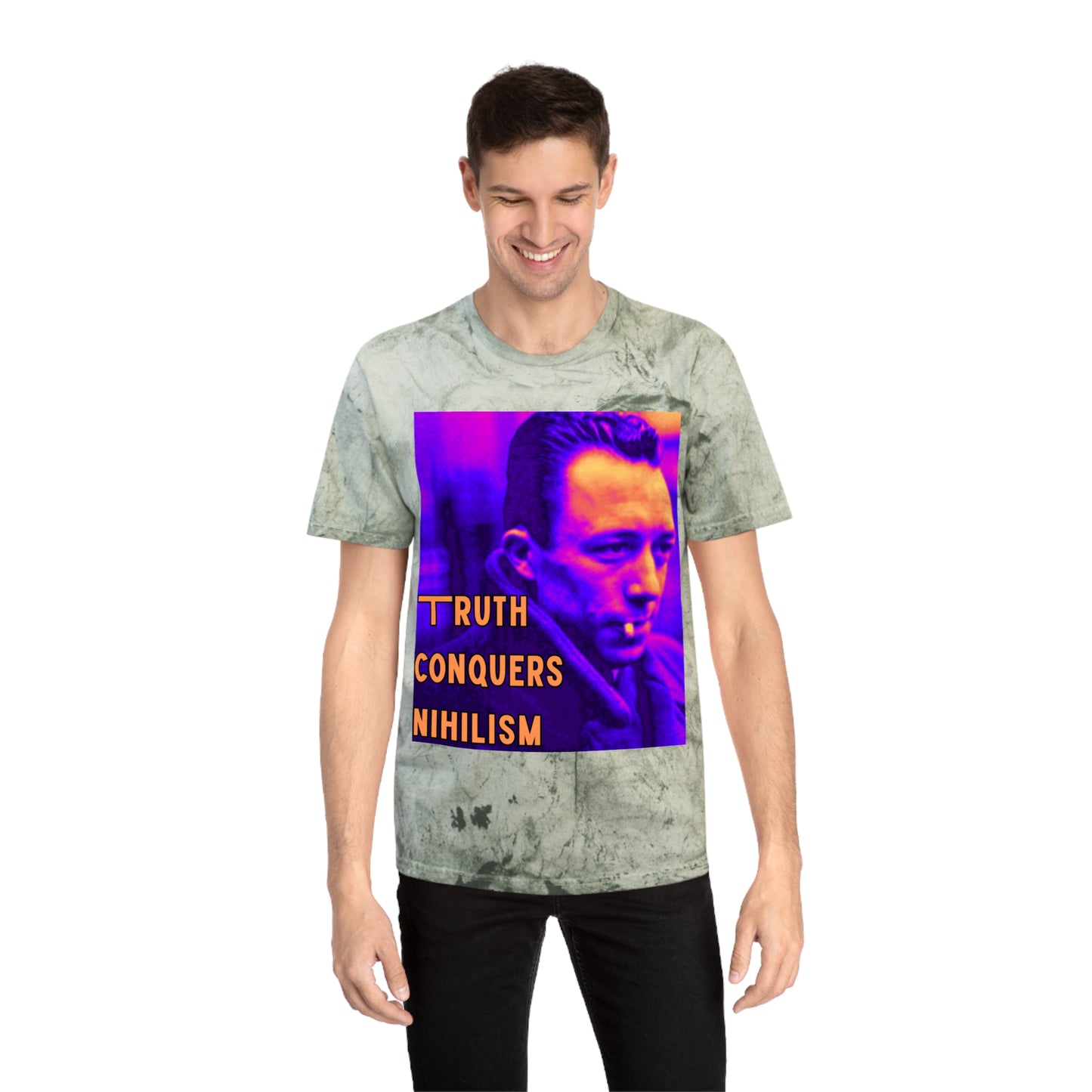 Unisex Color Blast T-Shirt - 'Truth Conquers Nihilism', Vintage Graphic Tee, Statement T-Shirt, Unique Gift, Artistic Wear