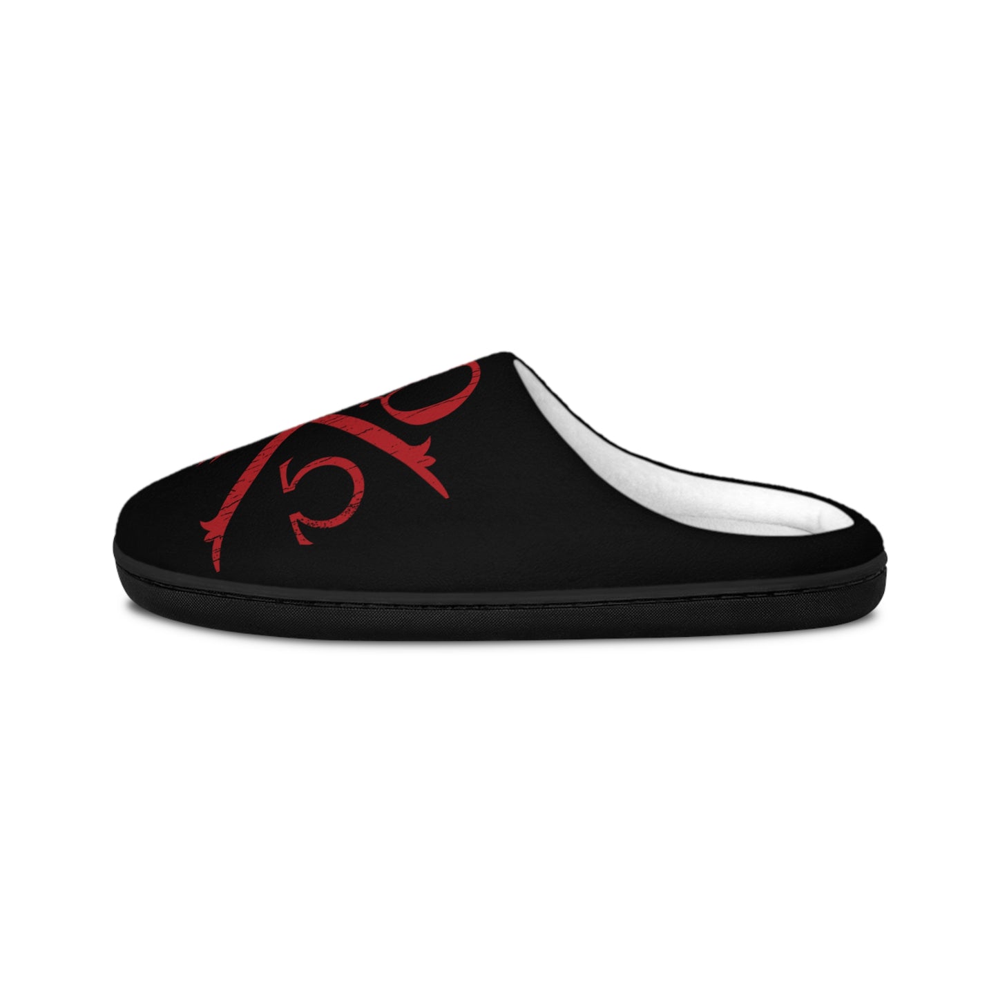 Men's Cozy Indoor Slippers - Stylish Black Slippers with Red Design, House Shoes, Gift for Him, Relaxation Footwear, Home Comfort