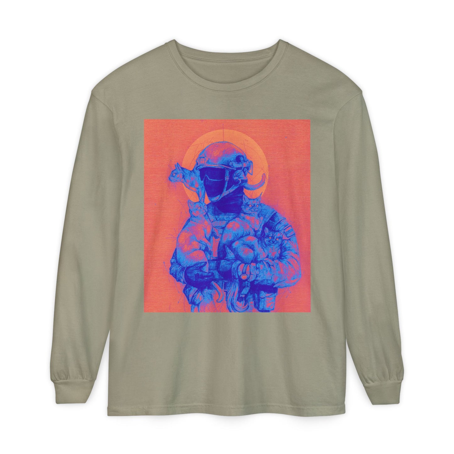 Neon Cats Unisex Garment-dyed Long Sleeve T-Shirt