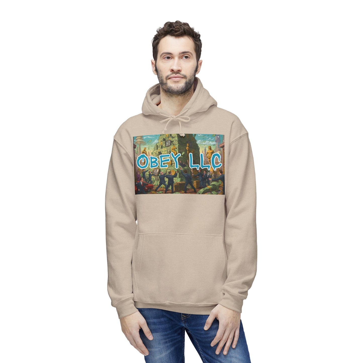 Obey LLC Money Tower Unisex Hooded Sweatshirt, Made in US
