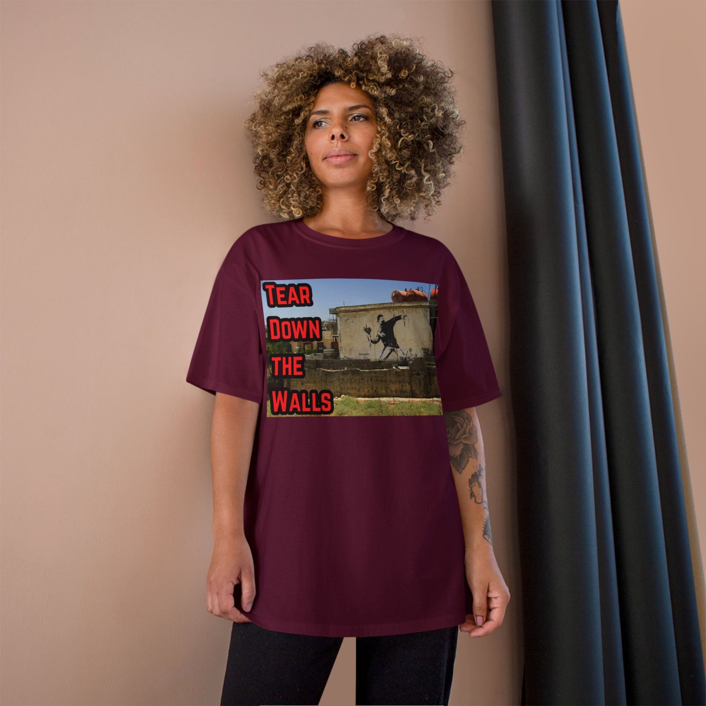 Champion T-Shirt - Tear Down the Walls Graphic Tee, Casual Wear, Street Style, Gift for Activists, Summer Fashion