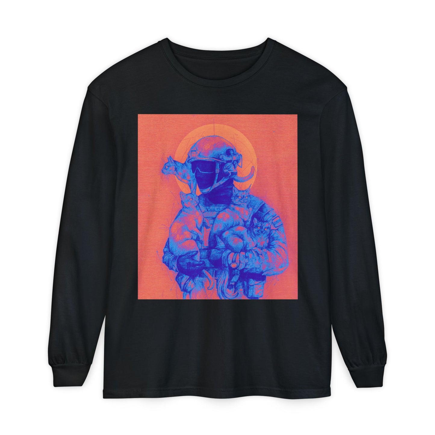 Neon Cats Unisex Garment-dyed Long Sleeve T-Shirt