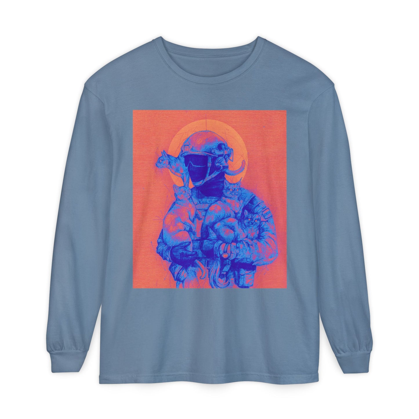 Neon Cats Unisex Garment-dyed Long Sleeve T-Shirt