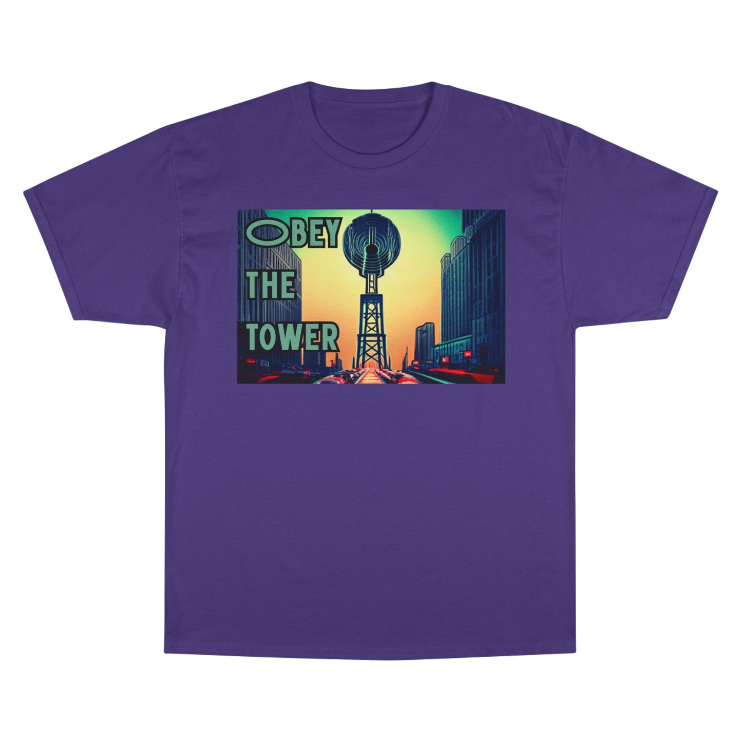 Obey the Tower Champion T-Shirt | Urban Streetwear, Graphic Tee, Gift for City Lovers, Casual Wear, Trendy Fashion