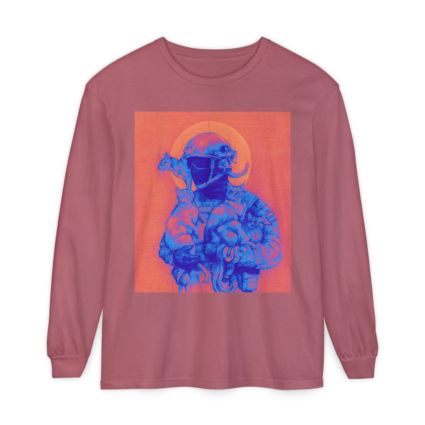 Neon Cats Unisex Garment-dyed Long Sleeve T-Shirt