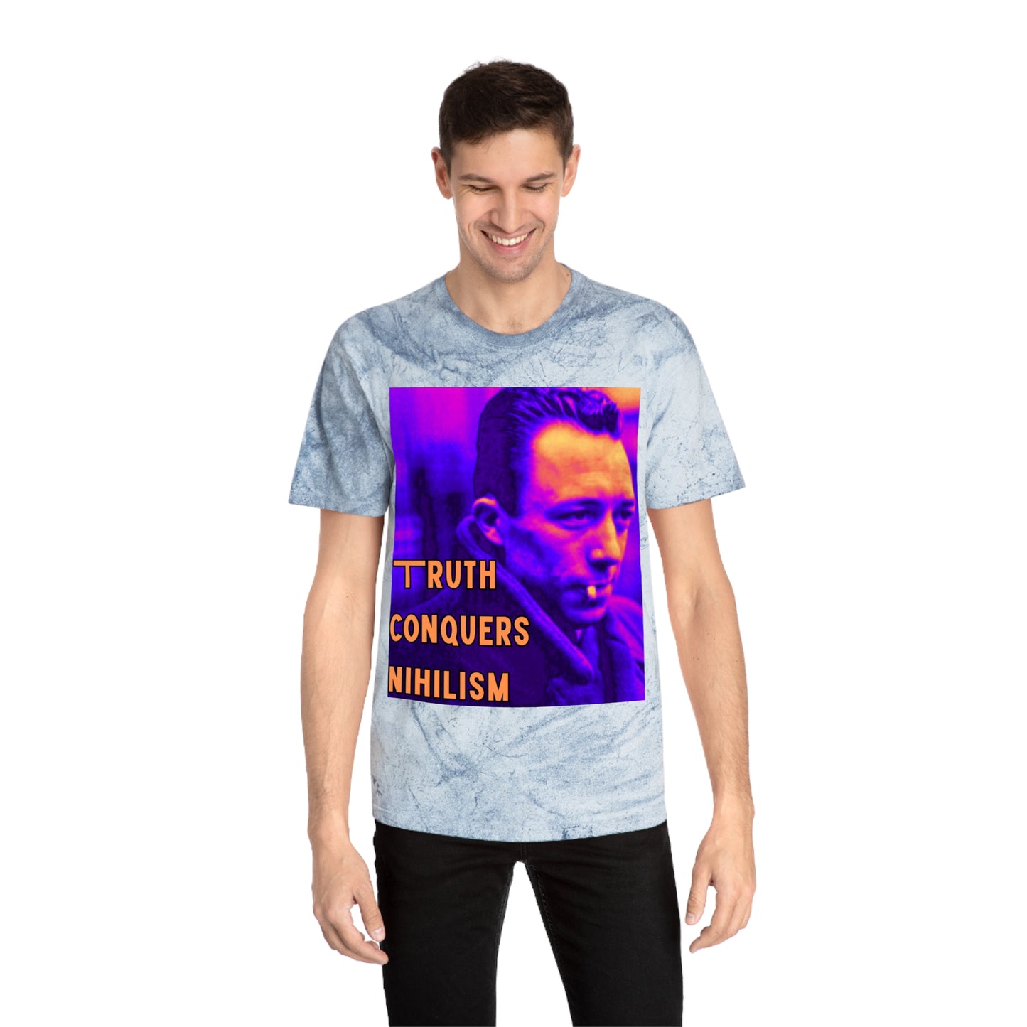 Unisex Color Blast T-Shirt - 'Truth Conquers Nihilism', Vintage Graphic Tee, Statement T-Shirt, Unique Gift, Artistic Wear