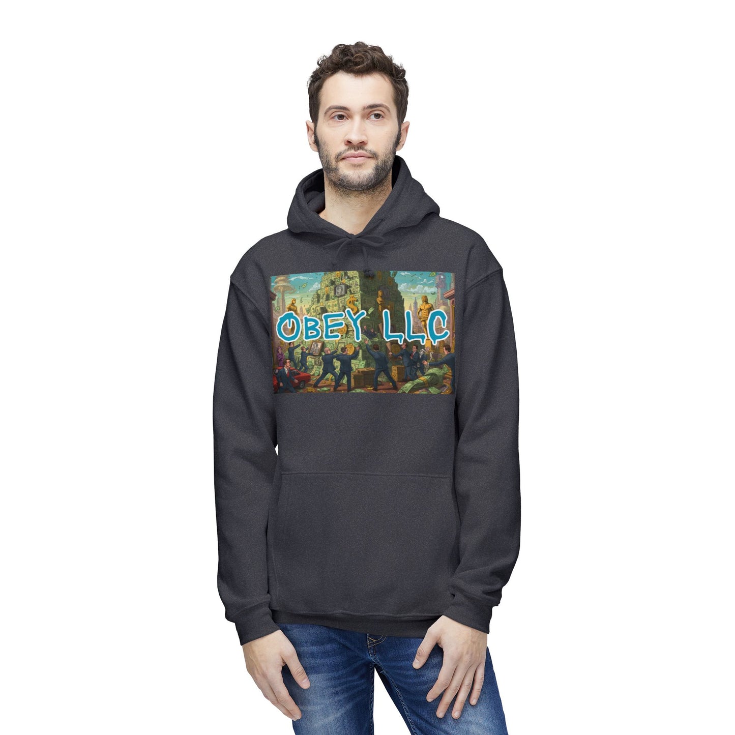 Obey LLC Money Tower Unisex Hooded Sweatshirt, Made in US