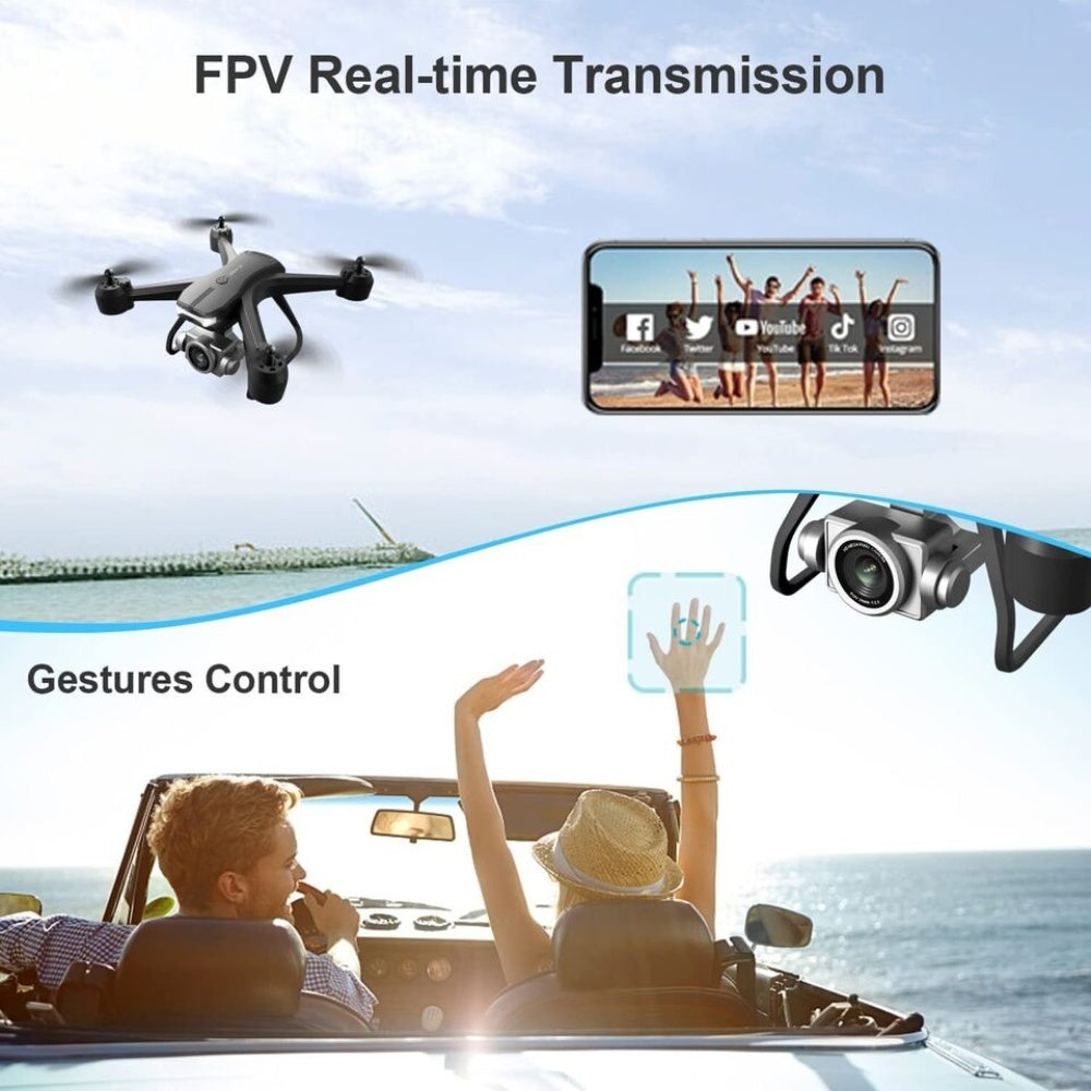 Professional Drone 6K HD Dual Camera Wifi FPV Portable RC Quadcopter 2 BATTERY, Drones Suitable For Adults & Beginners.Logistics
