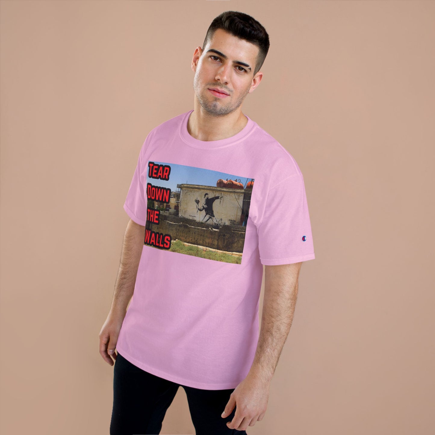 Champion T-Shirt - Tear Down the Walls Graphic Tee, Casual Wear, Street Style, Gift for Activists, Summer Fashion