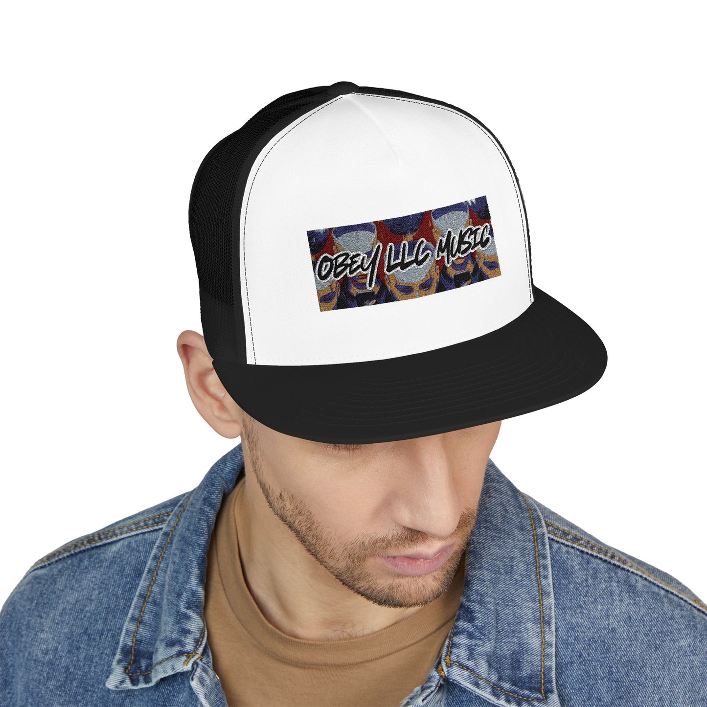 Obey LLC Music 5 Panel Trucker Cap (Embroidery)