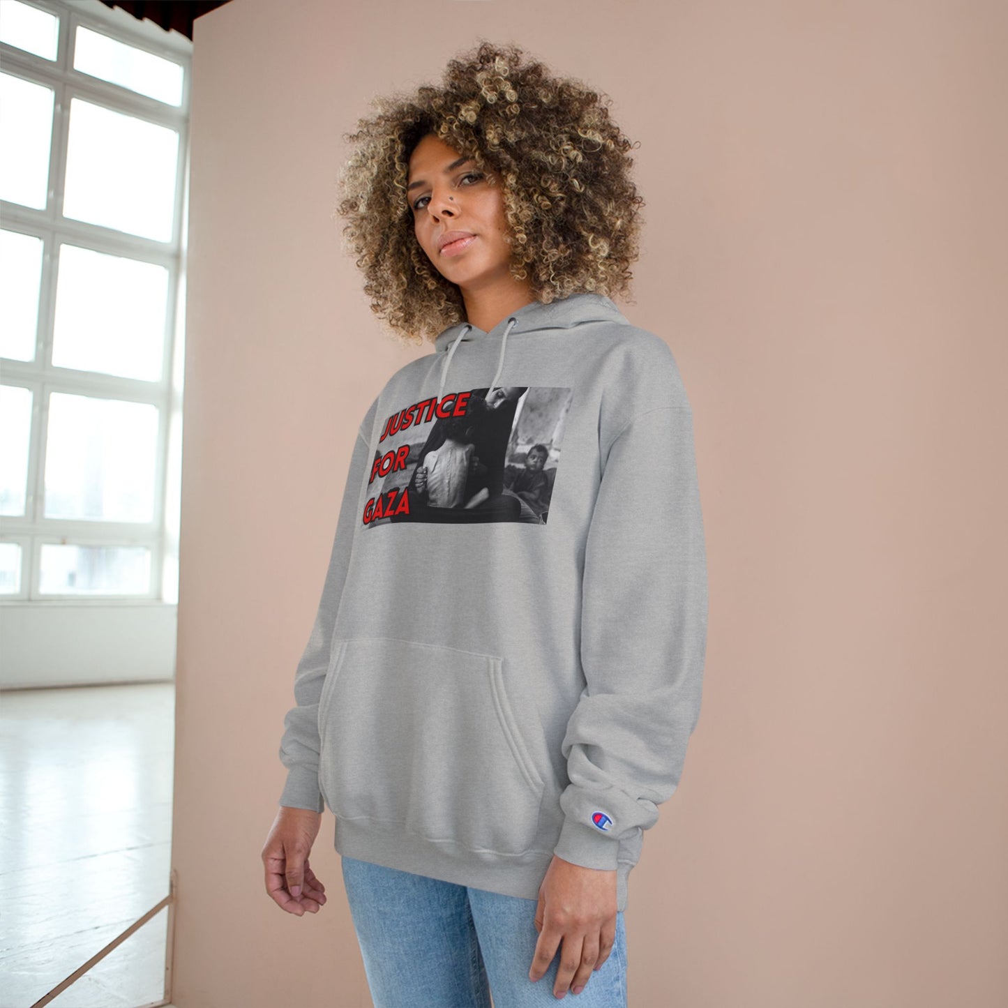 Justice for Gaza Champion Hoodie | Activist Apparel, Social Justice Fashion, Statement Clothing, Thoughtful Gifts, Comfortable Wear