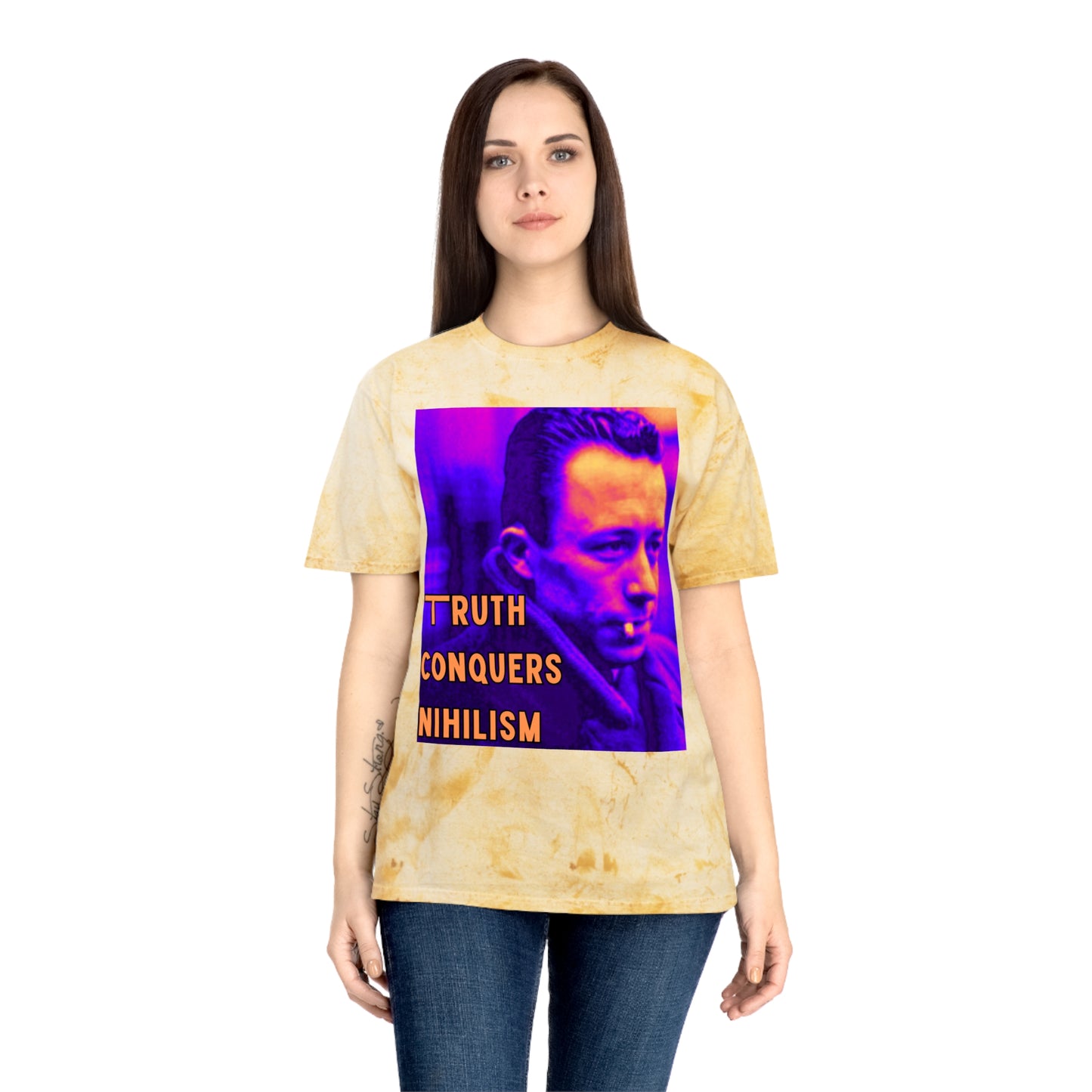 Unisex Color Blast T-Shirt - 'Truth Conquers Nihilism', Vintage Graphic Tee, Statement T-Shirt, Unique Gift, Artistic Wear