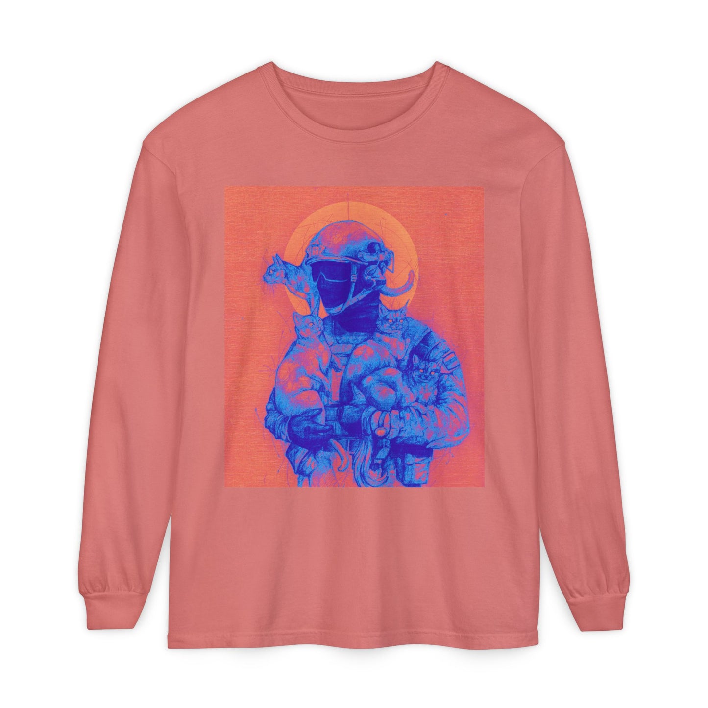 Neon Cats Unisex Garment-dyed Long Sleeve T-Shirt