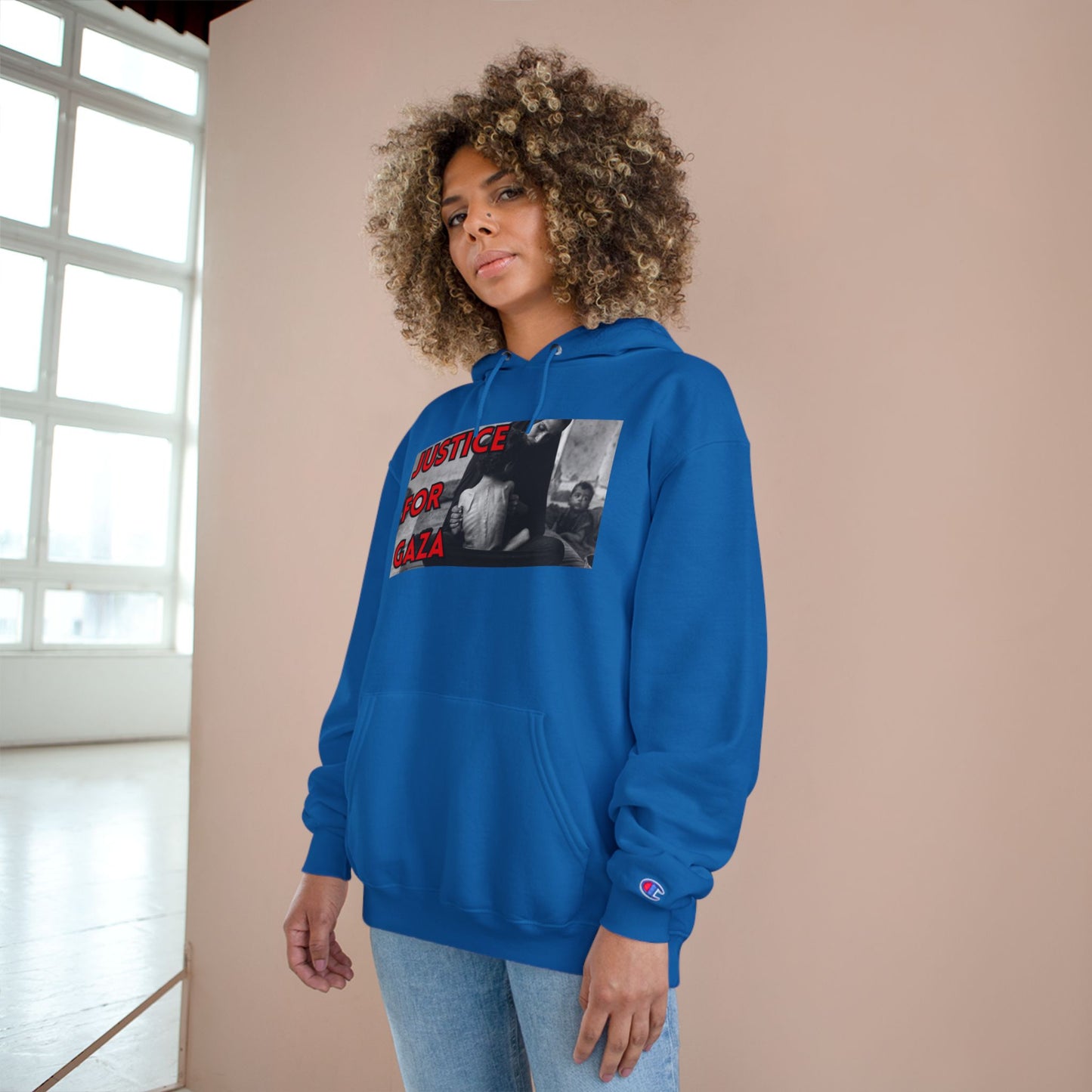 Justice for Gaza Champion Hoodie | Activist Apparel, Social Justice Fashion, Statement Clothing, Thoughtful Gifts, Comfortable Wear