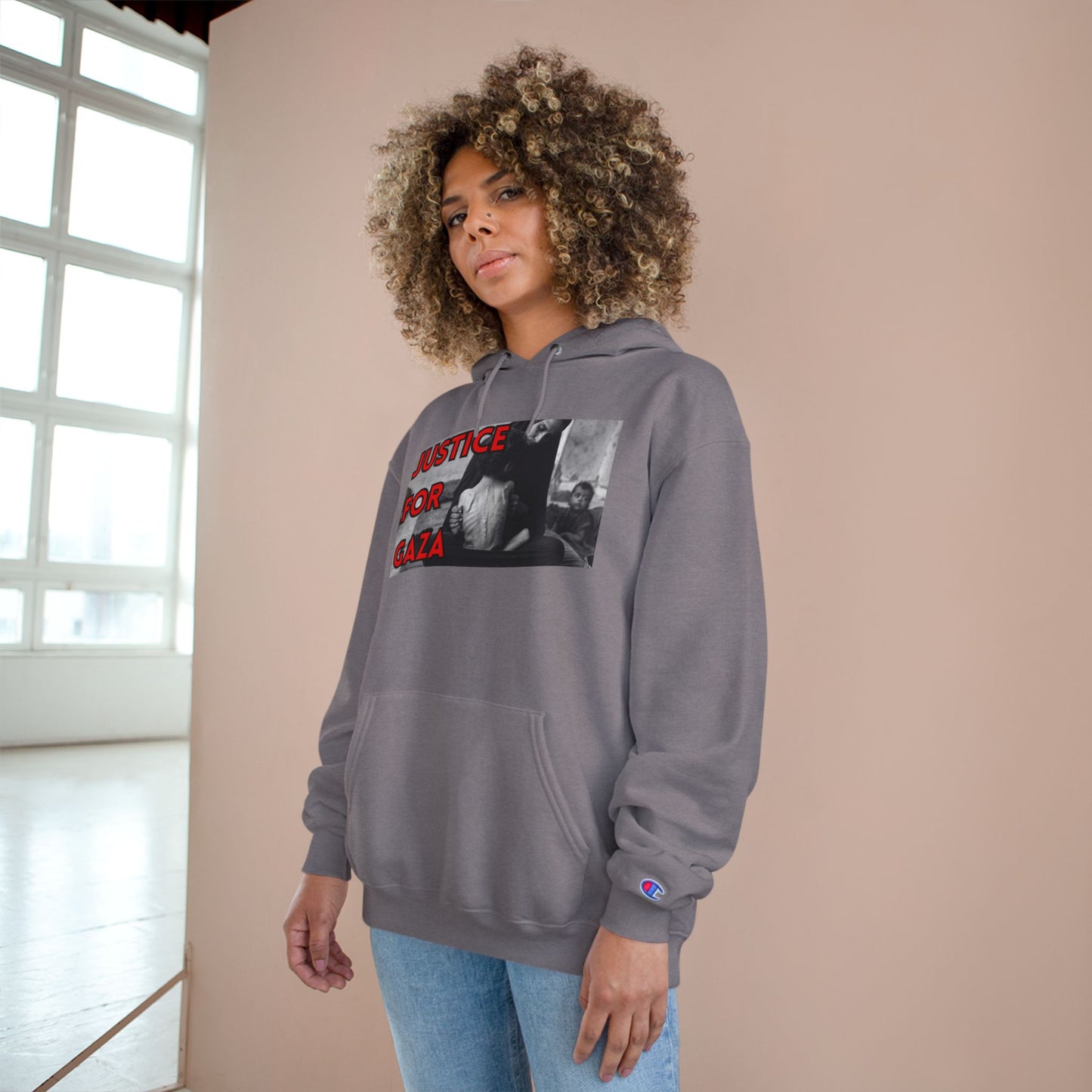 Justice for Gaza Champion Hoodie | Activist Apparel, Social Justice Fashion, Statement Clothing, Thoughtful Gifts, Comfortable Wear