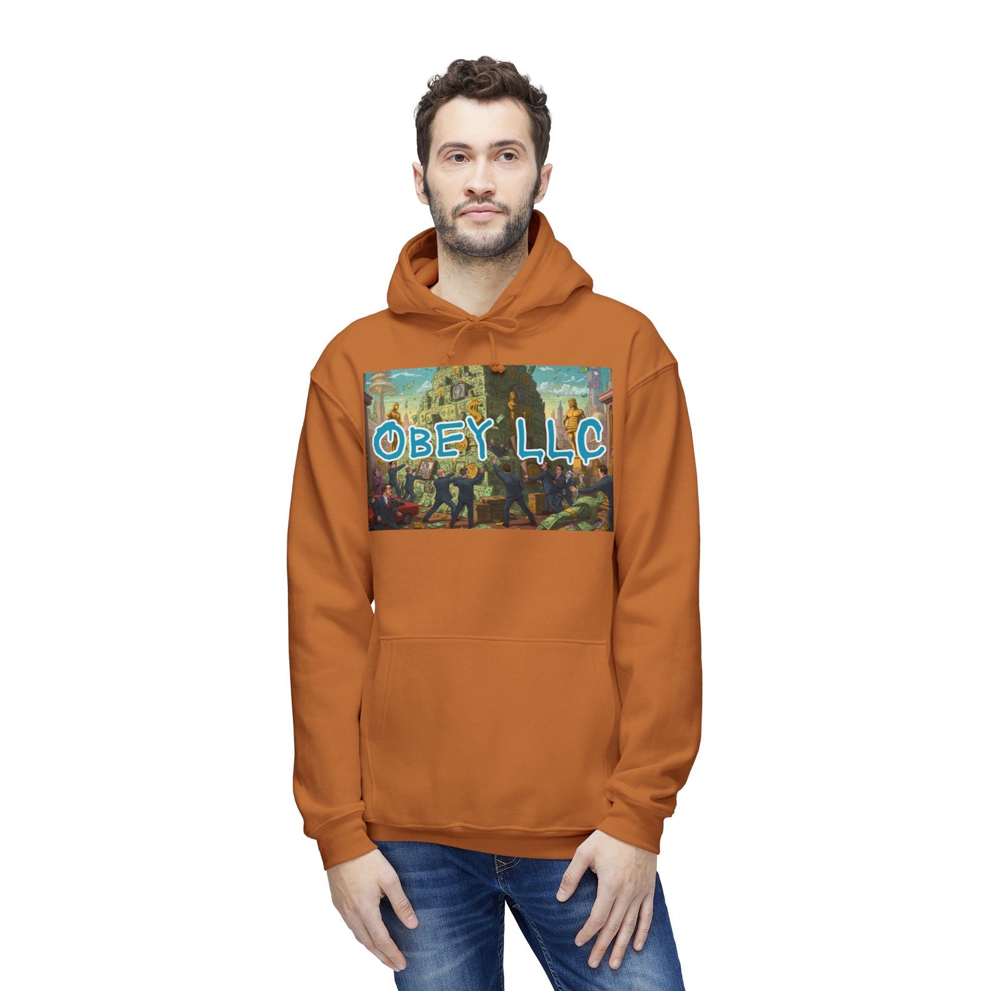Obey LLC Money Tower Unisex Hooded Sweatshirt, Made in US