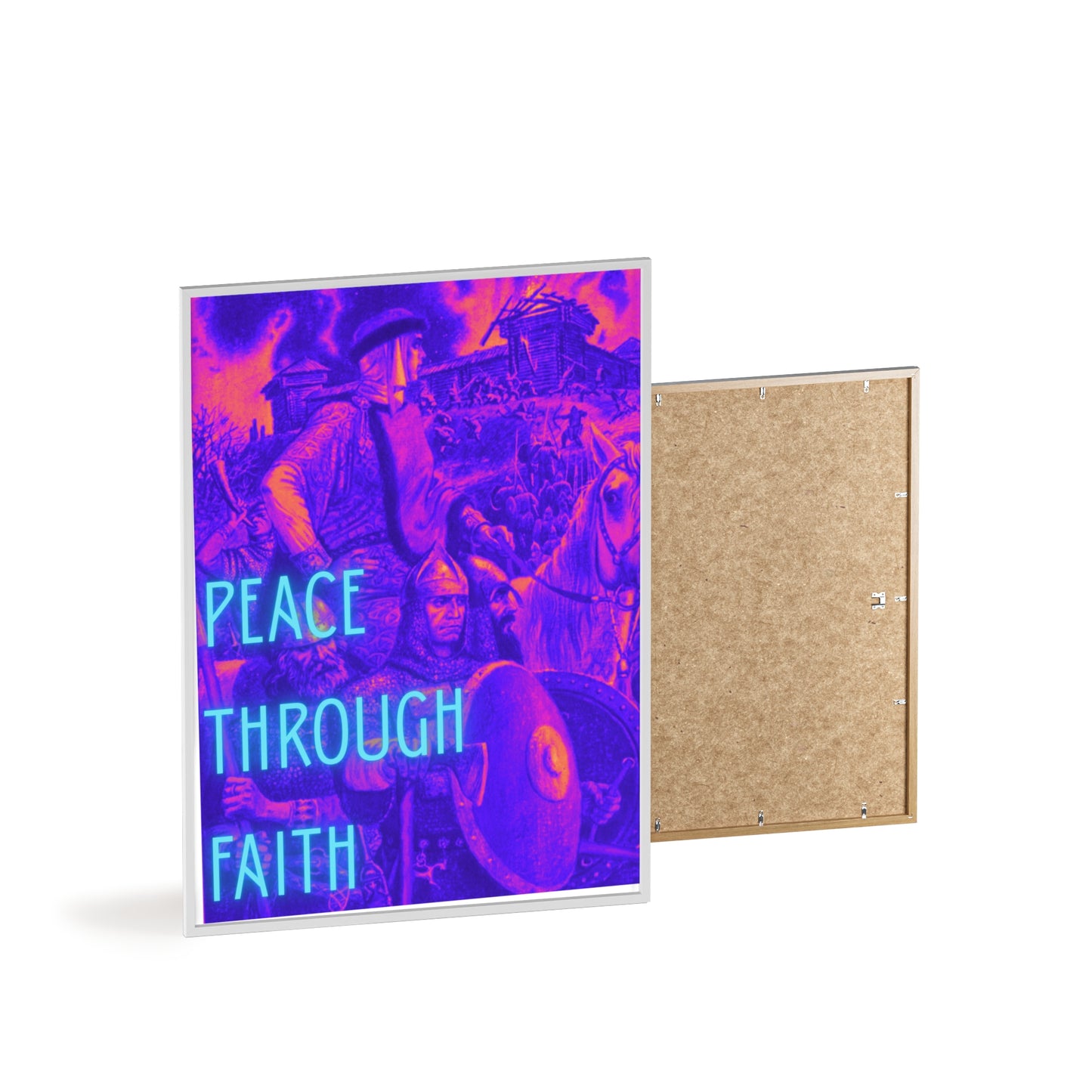 Peace Through Faith Posters with Wooden Frame