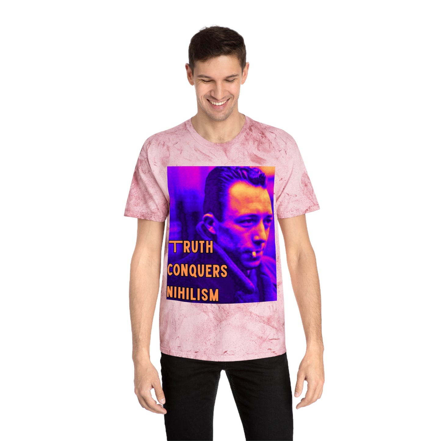 Unisex Color Blast T-Shirt - 'Truth Conquers Nihilism', Vintage Graphic Tee, Statement T-Shirt, Unique Gift, Artistic Wear