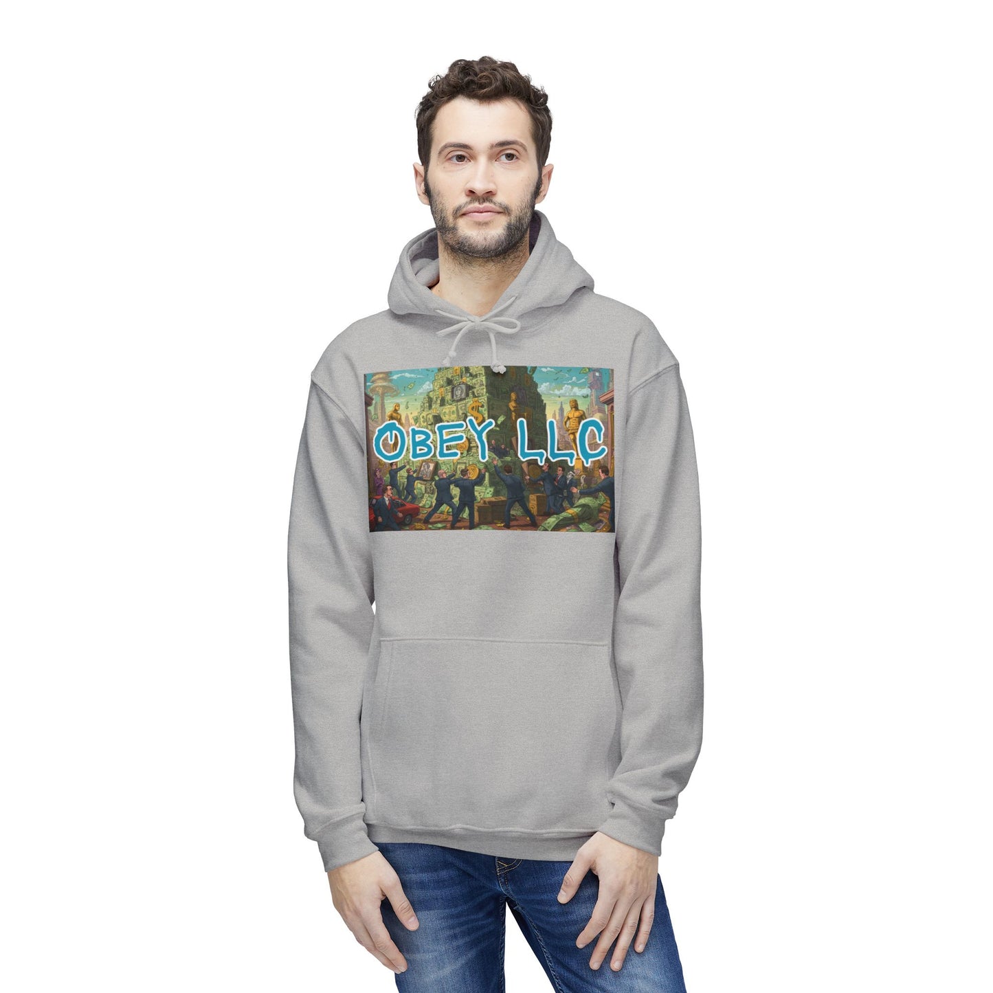 Obey LLC Money Tower Unisex Hooded Sweatshirt, Made in US