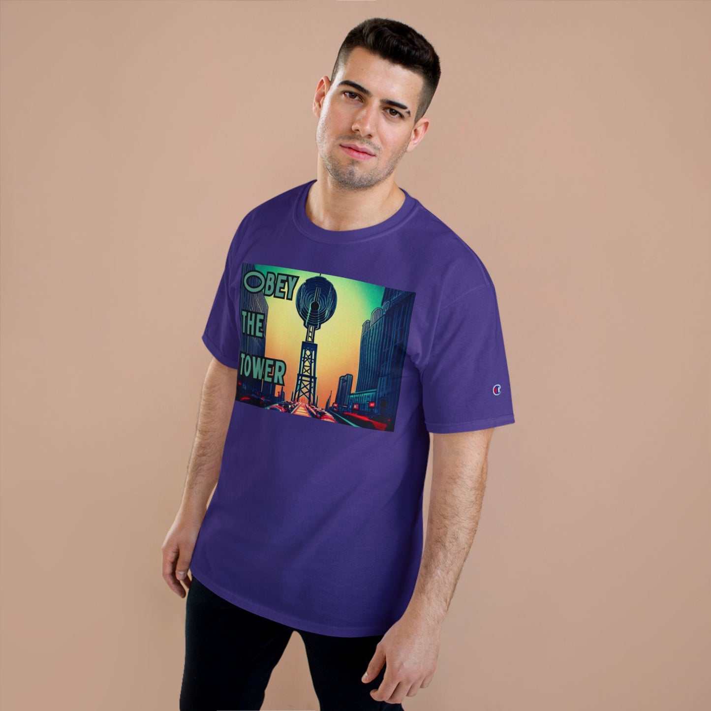 Obey the Tower Champion T-Shirt | Urban Streetwear, Graphic Tee, Gift for City Lovers, Casual Wear, Trendy Fashion