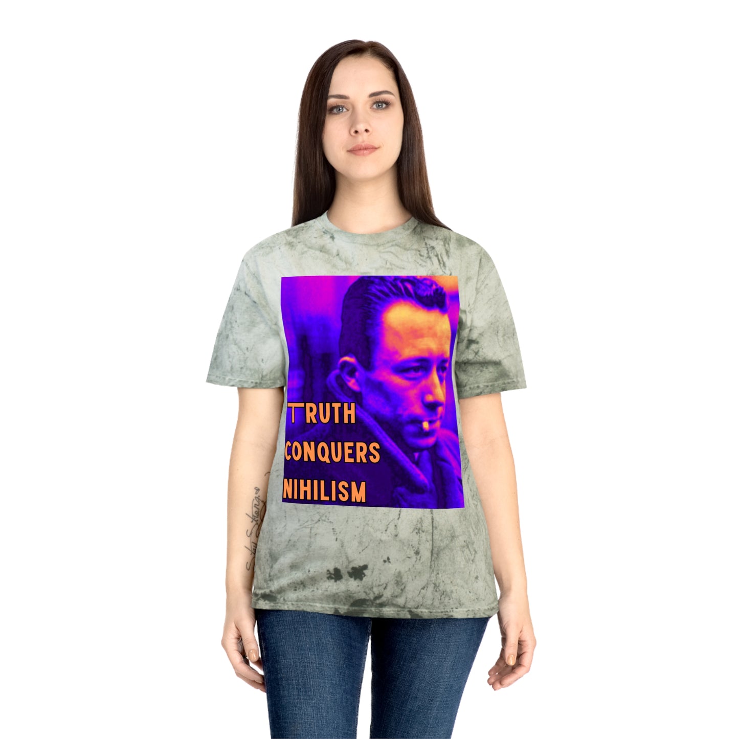 Unisex Color Blast T-Shirt - 'Truth Conquers Nihilism', Vintage Graphic Tee, Statement T-Shirt, Unique Gift, Artistic Wear