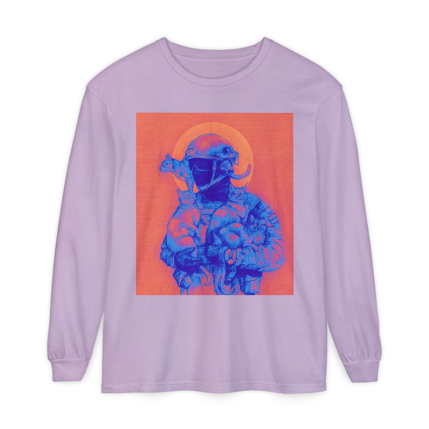 Neon Cats Unisex Garment-dyed Long Sleeve T-Shirt