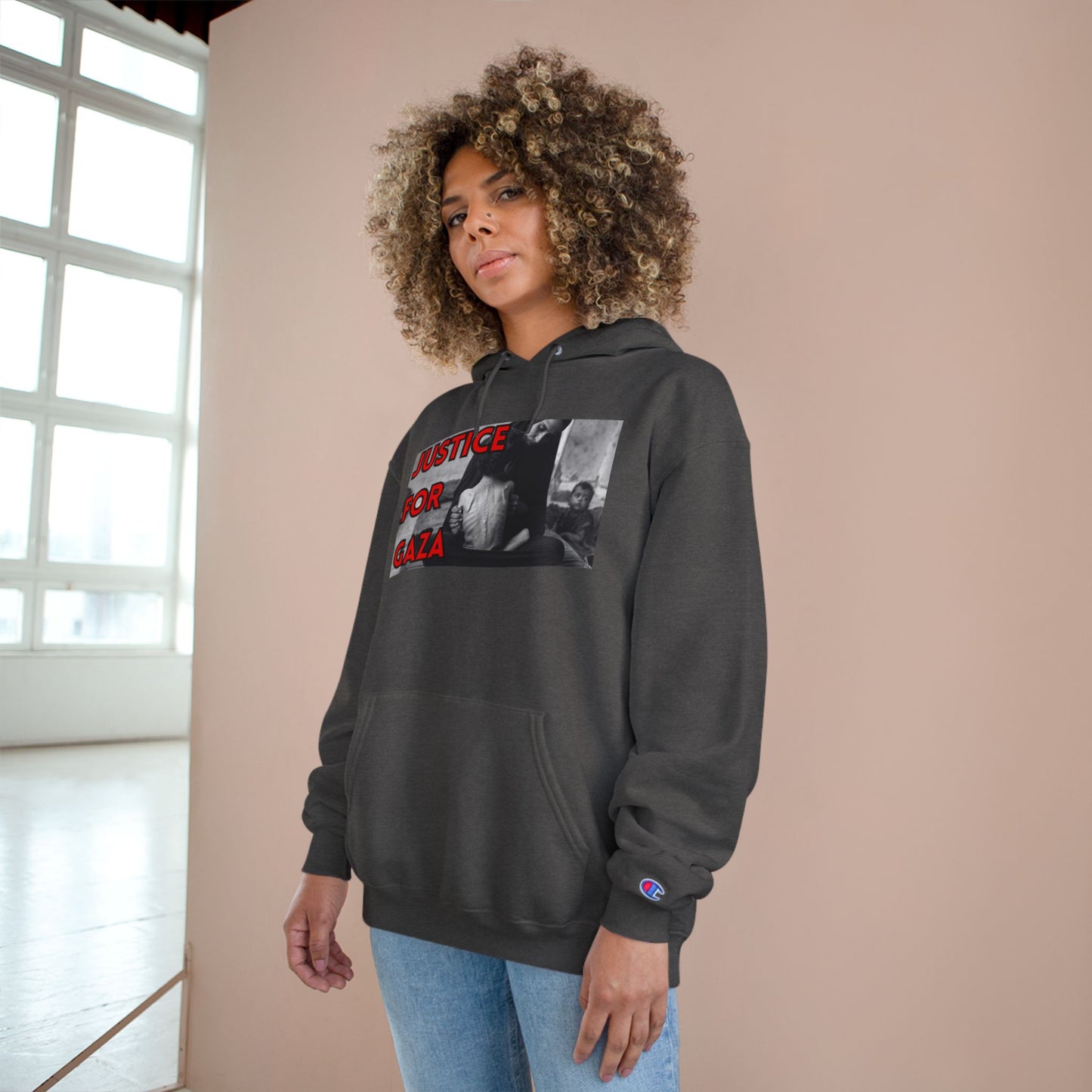 Justice for Gaza Champion Hoodie | Activist Apparel, Social Justice Fashion, Statement Clothing, Thoughtful Gifts, Comfortable Wear