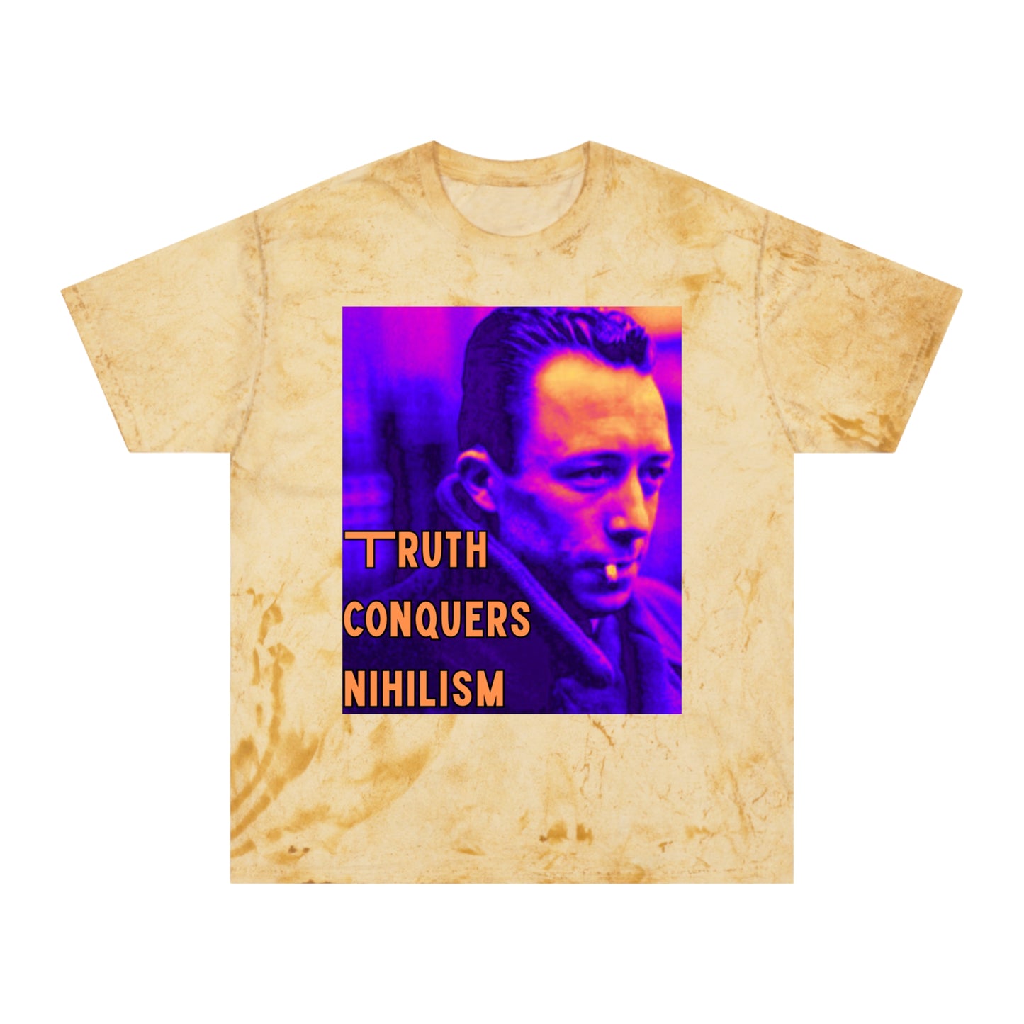 Unisex Color Blast T-Shirt - 'Truth Conquers Nihilism', Vintage Graphic Tee, Statement T-Shirt, Unique Gift, Artistic Wear