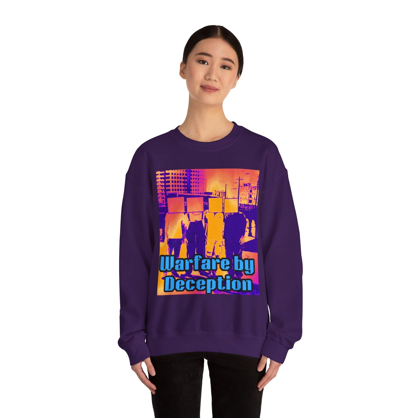 'Warfare by Deception Cozy Crewneck, Unisex Casual Wear, Streetwear, Gift for Artists, Layering