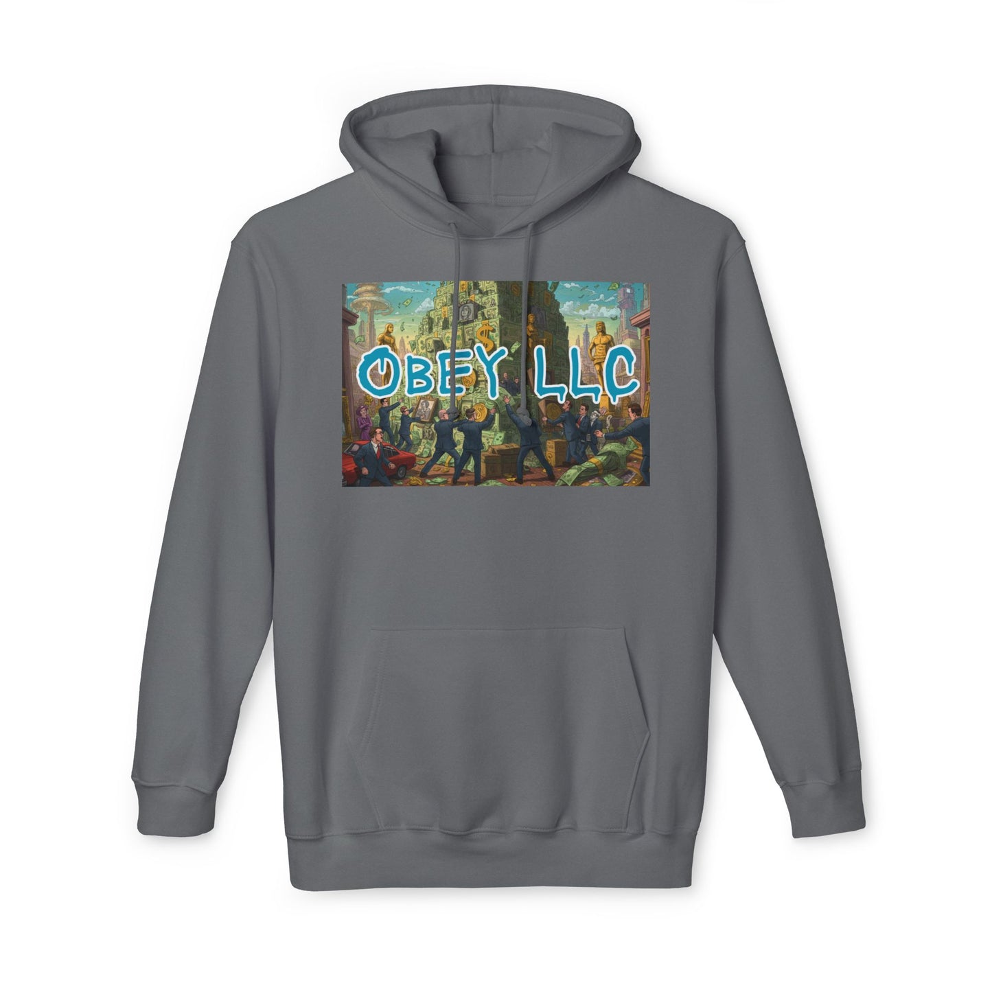 Obey LLC Money Tower Unisex Hooded Sweatshirt, Made in US