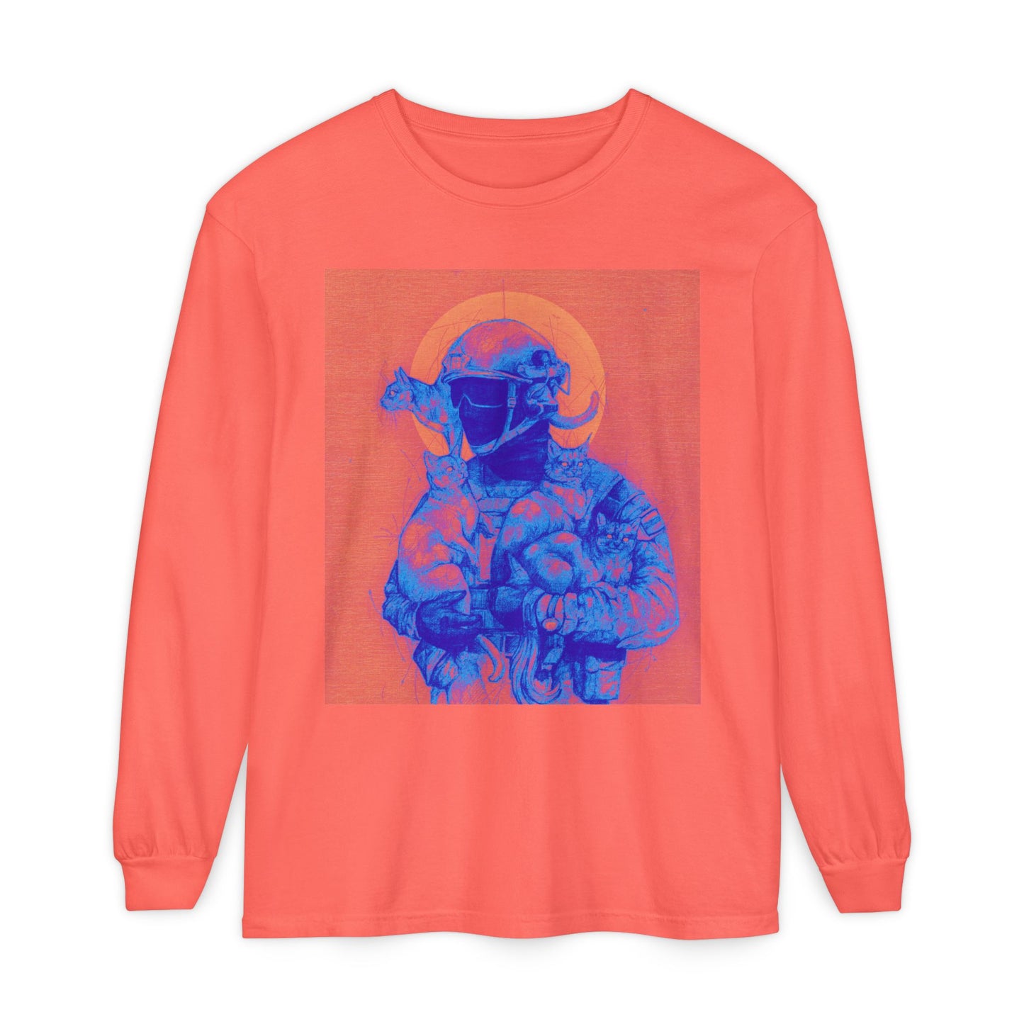 Neon Cats Unisex Garment-dyed Long Sleeve T-Shirt
